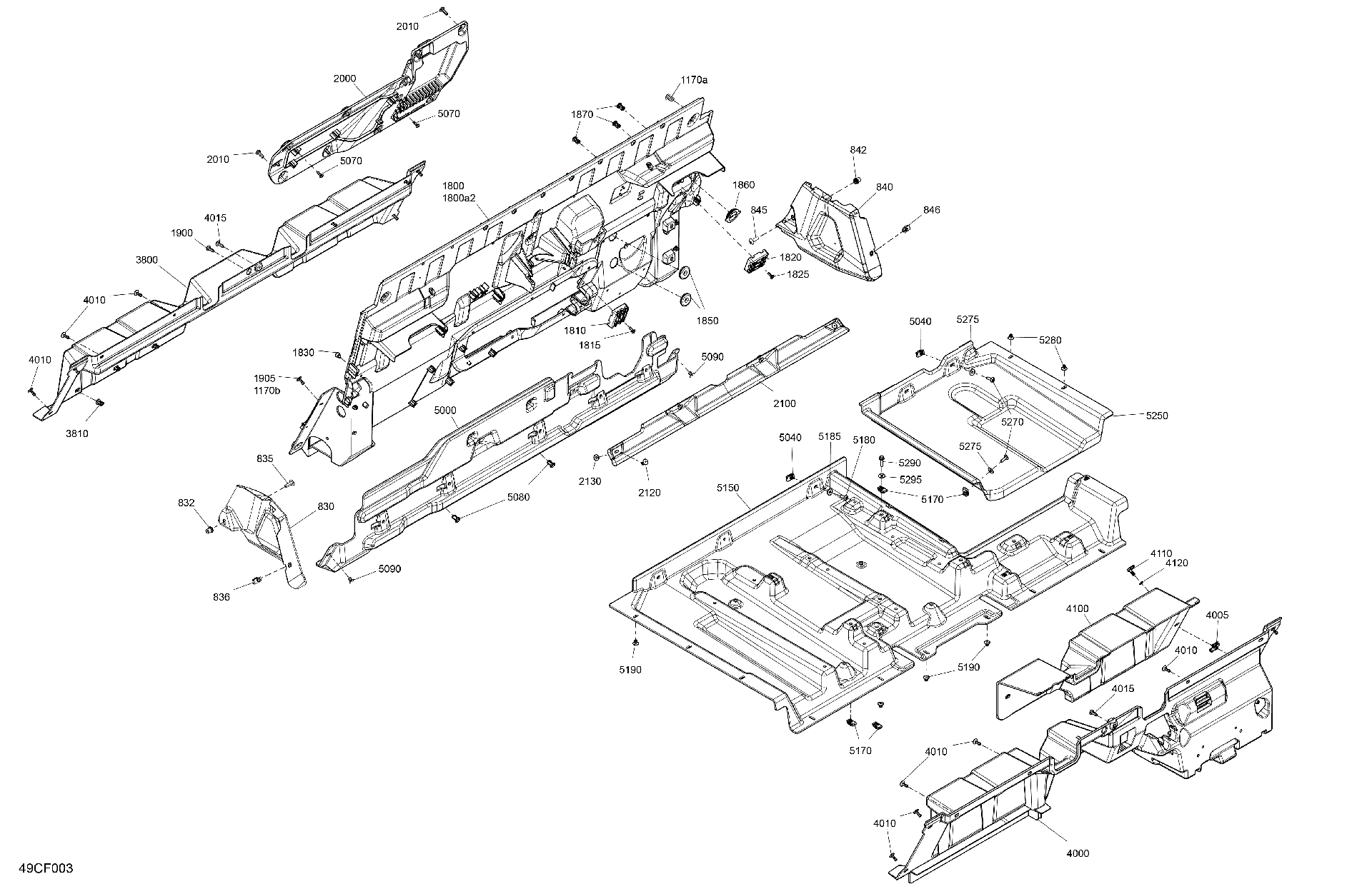 An Image of a Genuine Can-Am Parts Schematic Diagram showing the schematic - CAB INTERIOR - BACK WALL