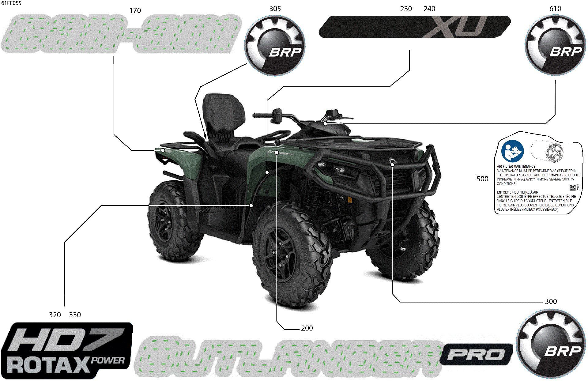 An Image of a Genuine Can-Am Parts Schematic Diagram showing the schematic - BODY - FEATURE DECALS