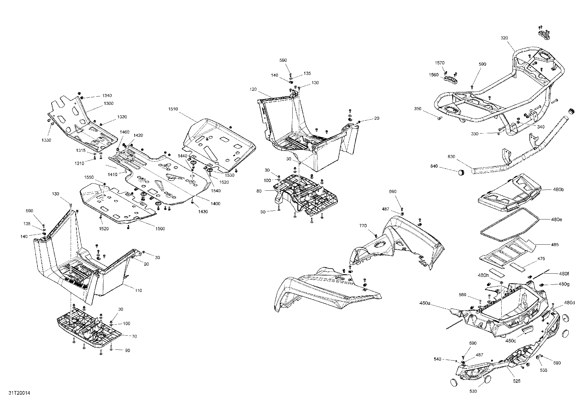 An Image of a Genuine Can-Am Parts Schematic Diagram showing the schematic - BODY - REAR SECTION - MOSSY OAK EDITION