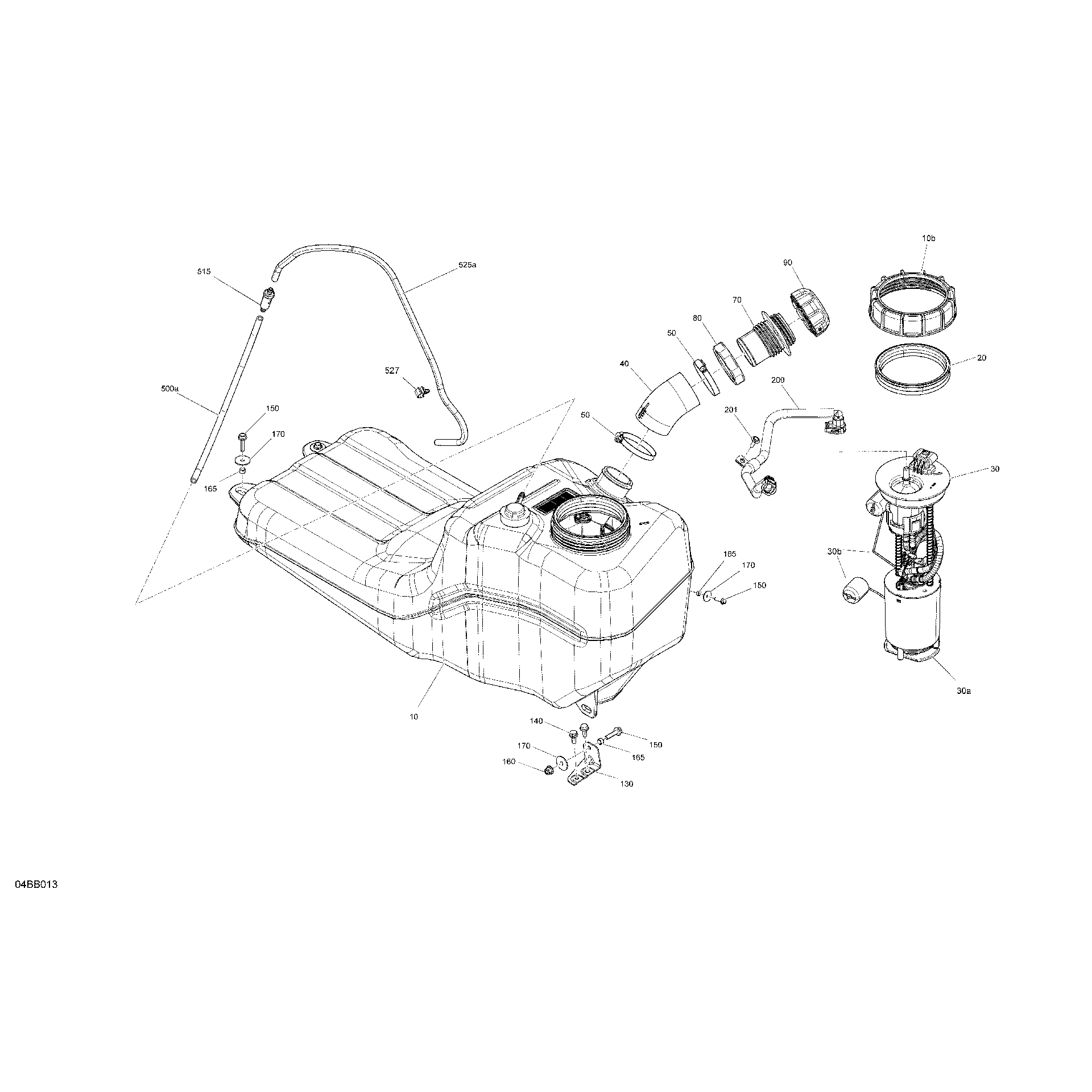 An Image of a Genuine Can-Am Parts Schematic Diagram showing the schematic - ENGINE - FUEL - NO EVAP