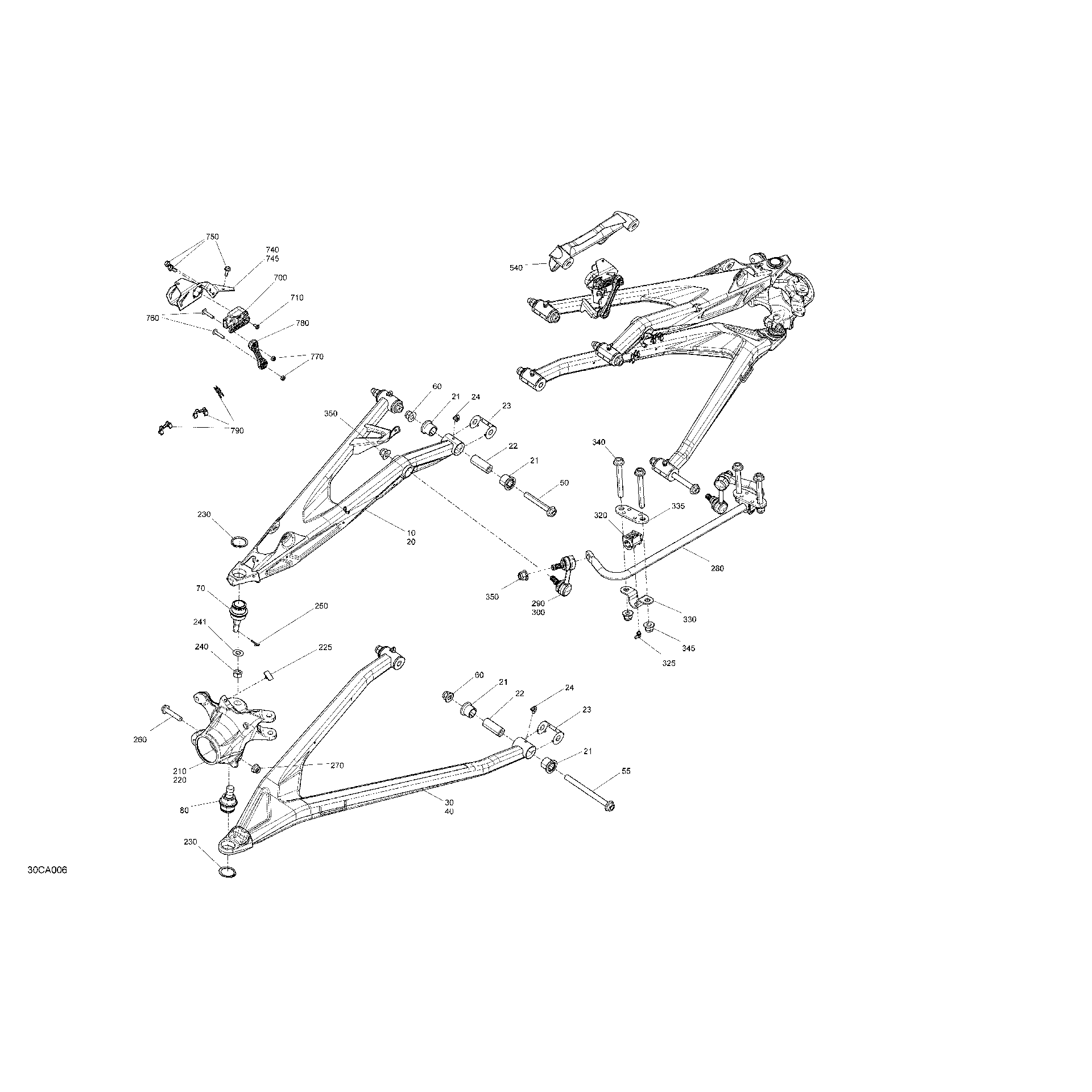 An Image of a Genuine Can-Am Parts Schematic Diagram showing the schematic - SUSPENSION - FRONT - X RS WITH SMART-SHOX