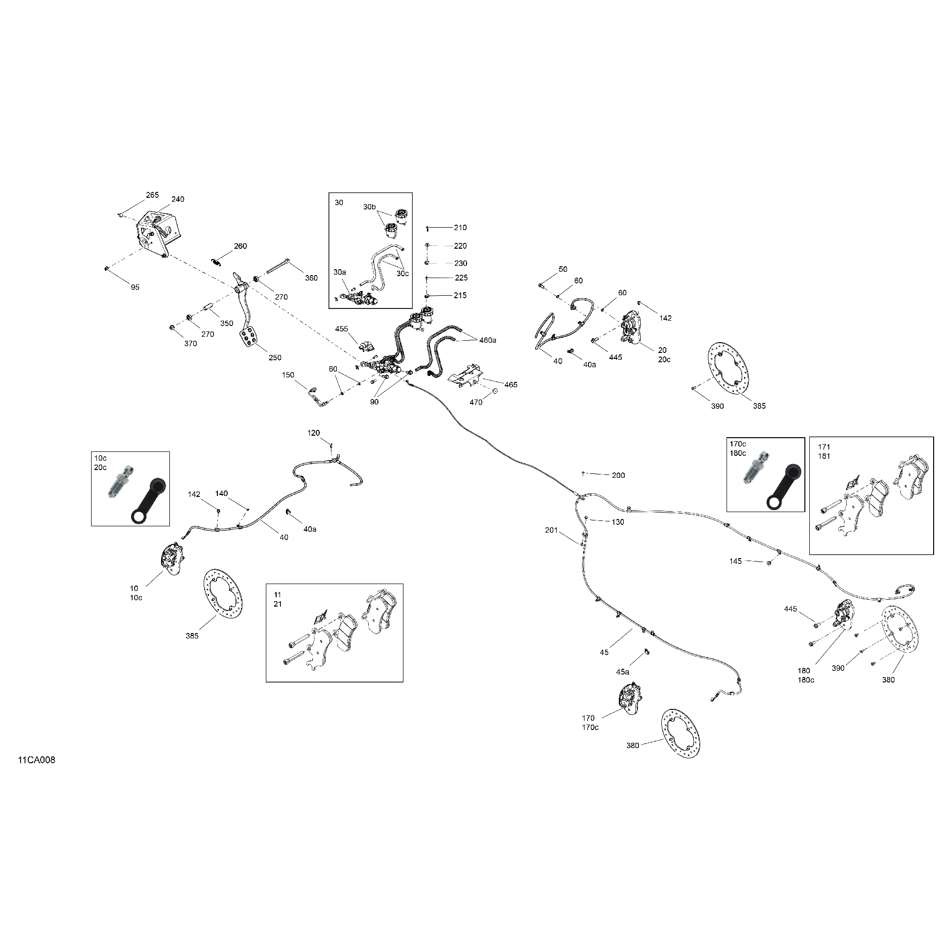 An Image of a Genuine Can-Am Parts Schematic Diagram showing the schematic - MECHANIC - BRAKES