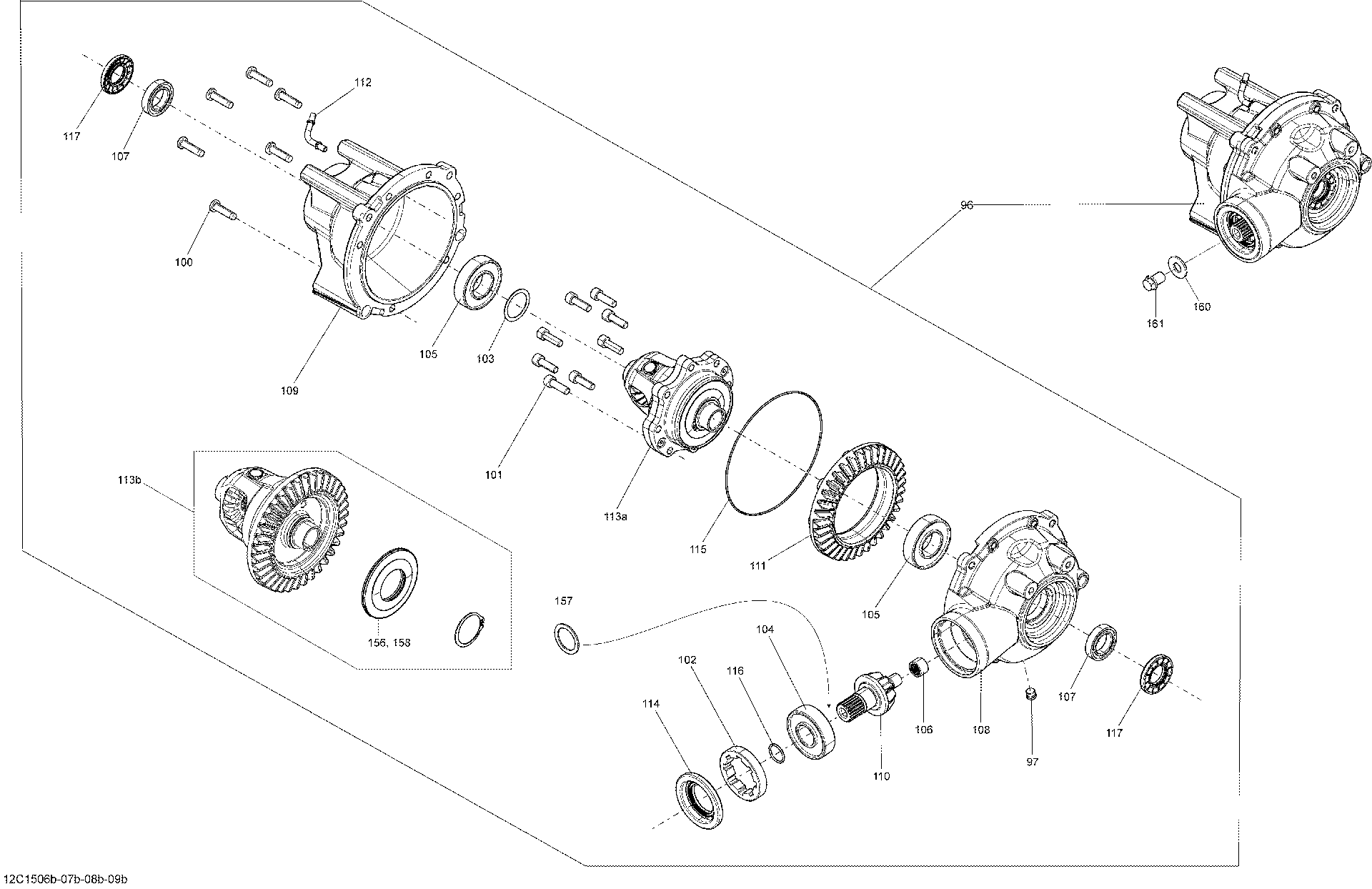 An Image of a Genuine Can-Am Parts Schematic Diagram showing the schematic - DRIVE SYSTEM FRONT _DIFFERENTIAL_12C1509B