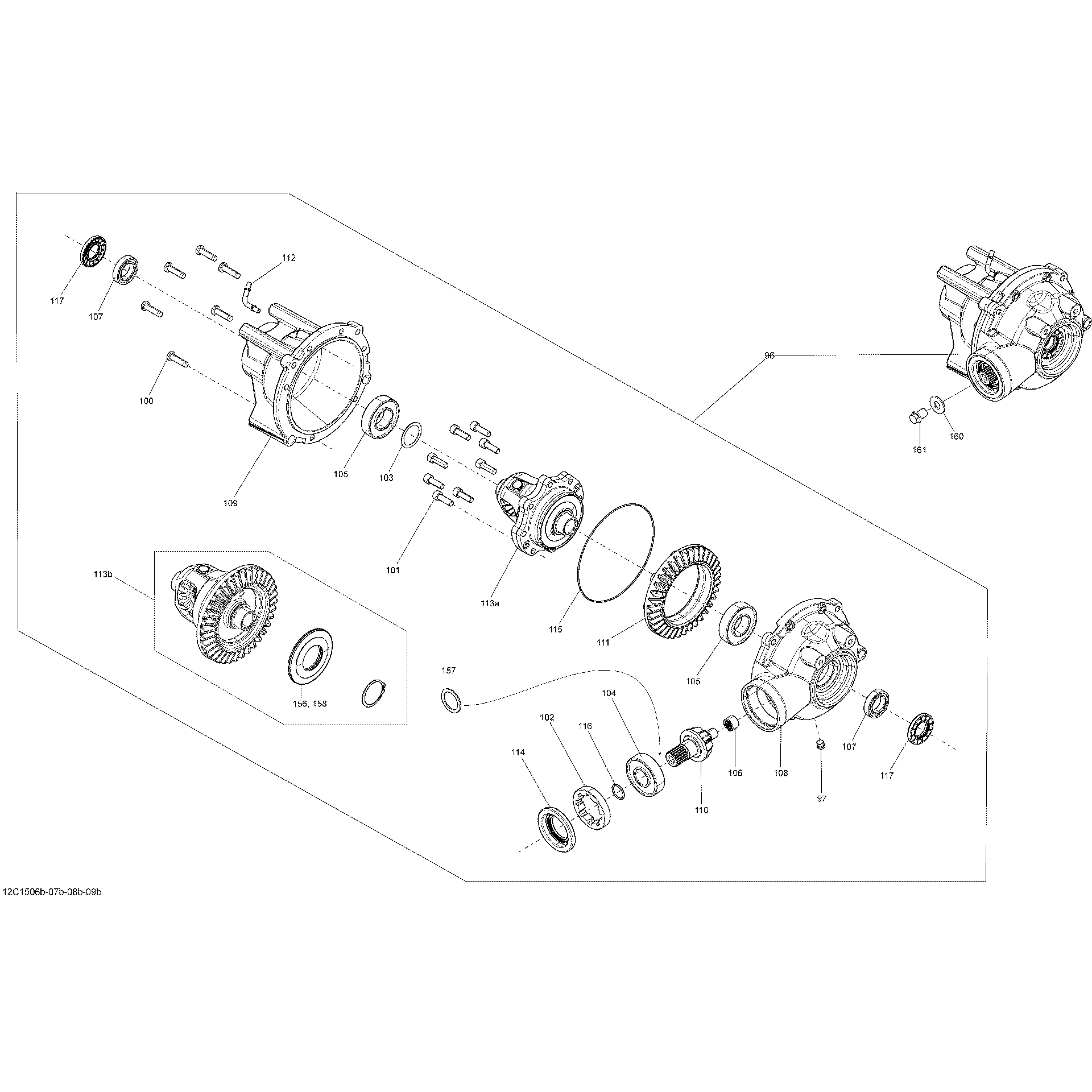 An Image of a Genuine Can-Am Parts Schematic Diagram showing the schematic - DRIVE SYSTEM FRONT _DIFFERENTIAL_12C1507B