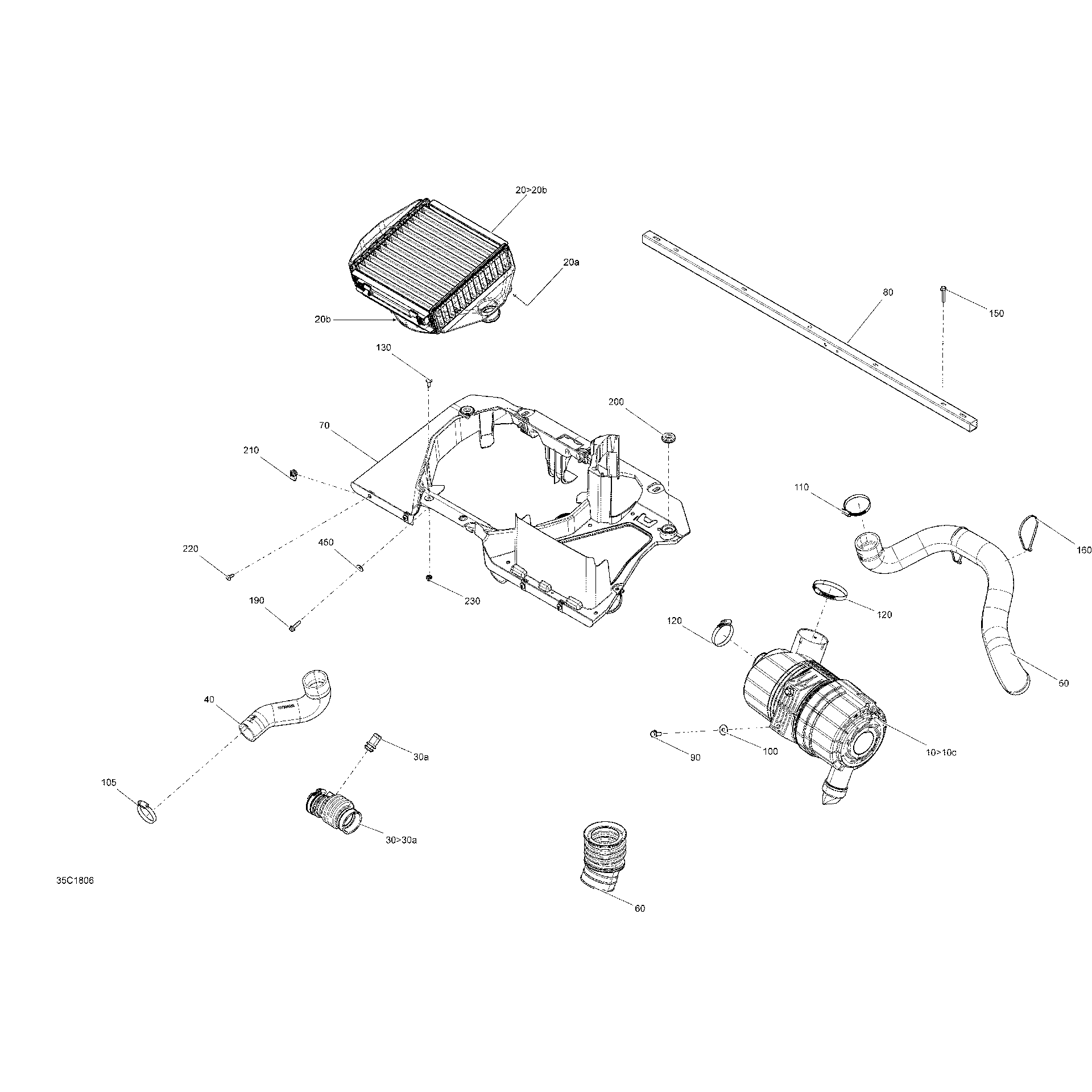 An Image of a Genuine Can-Am Parts Schematic Diagram showing the schematic - AIR INTAKE - X MR