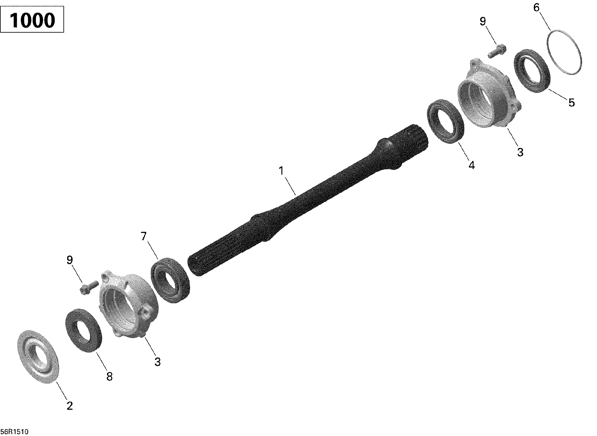 An Image of a Genuine Can-Am Parts Schematic Diagram showing the schematic - DRIVE SHAFT _56R1510