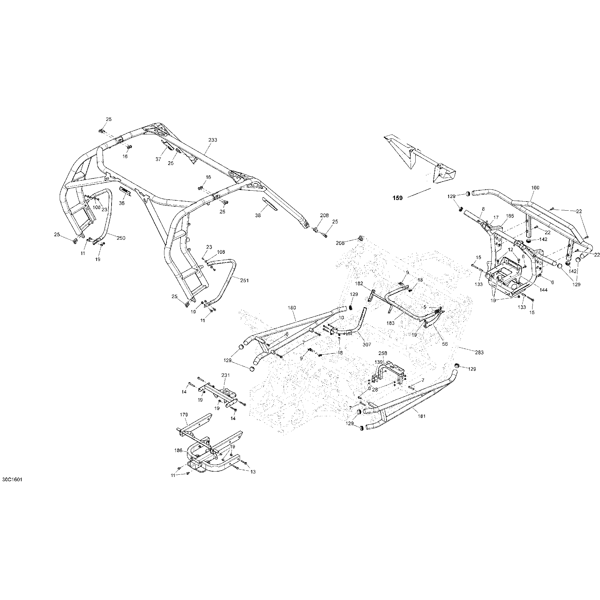 An Image of a Genuine Can-Am Parts Schematic Diagram showing the schematic - FRAME