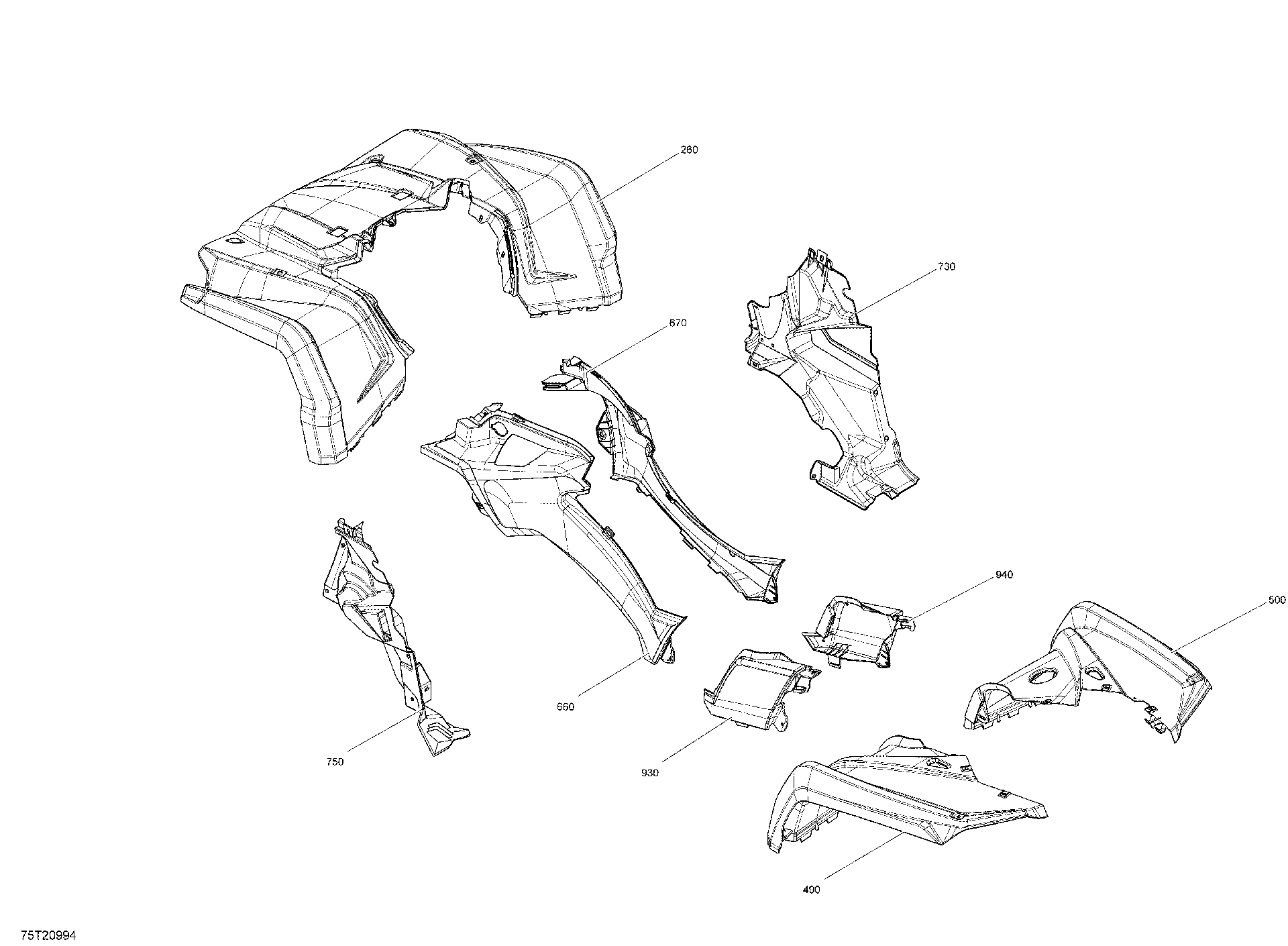 An Image of a Genuine Can-Am Parts Schematic Diagram showing the schematic - FENDER KIT