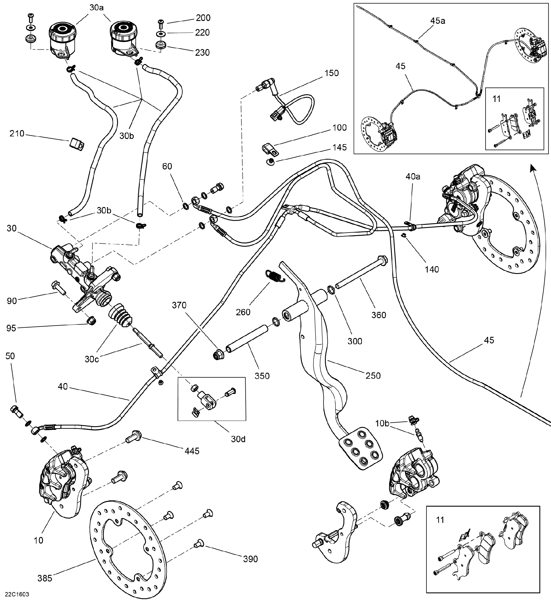 An Image of a Genuine Can-Am Parts Schematic Diagram showing the schematic - BRAKES