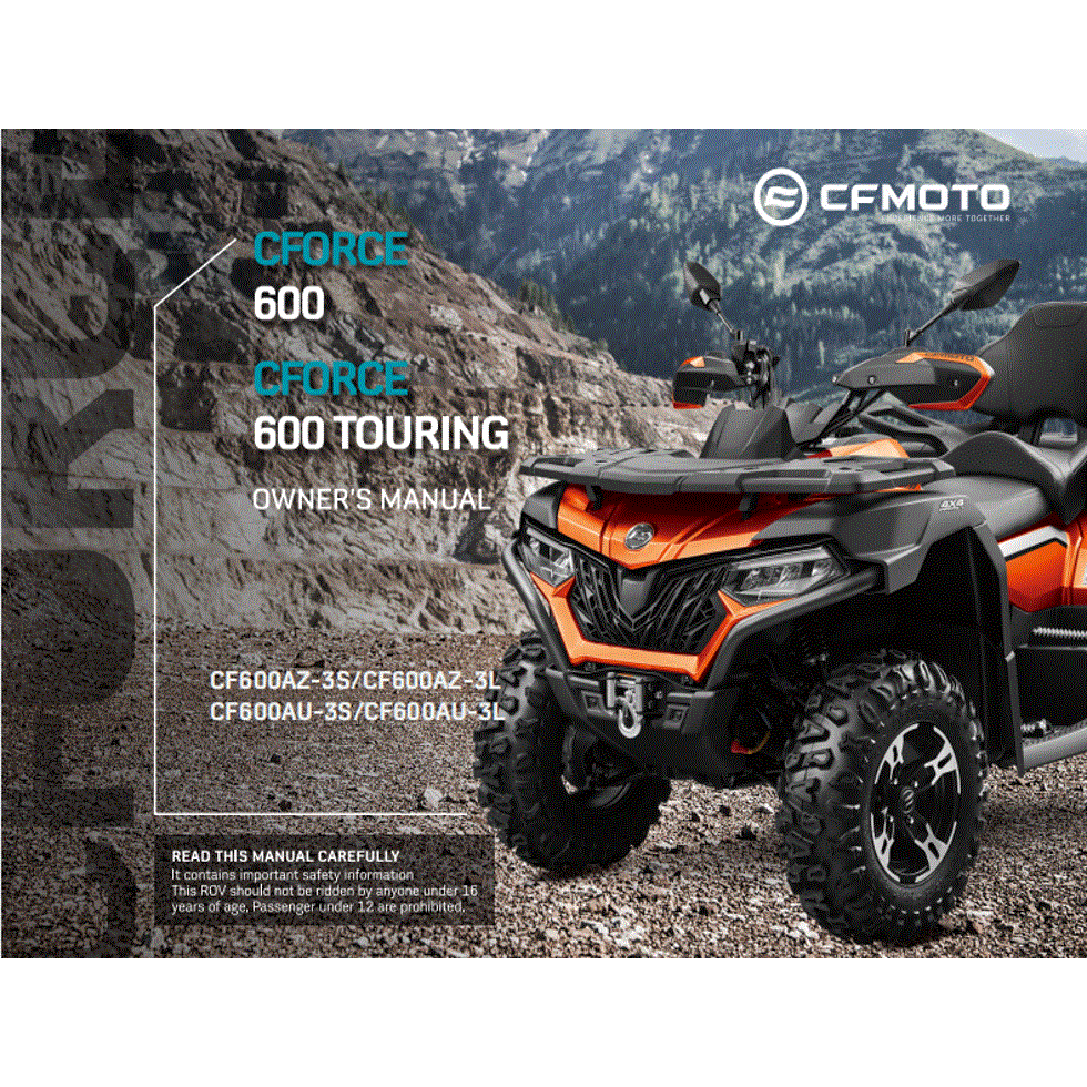 An Image of a genuine CFMOTO Parts Schematic Diagram showing the group - OWNER'S MANUAL - 2022 CFMOTO CFORCE 600 Touring