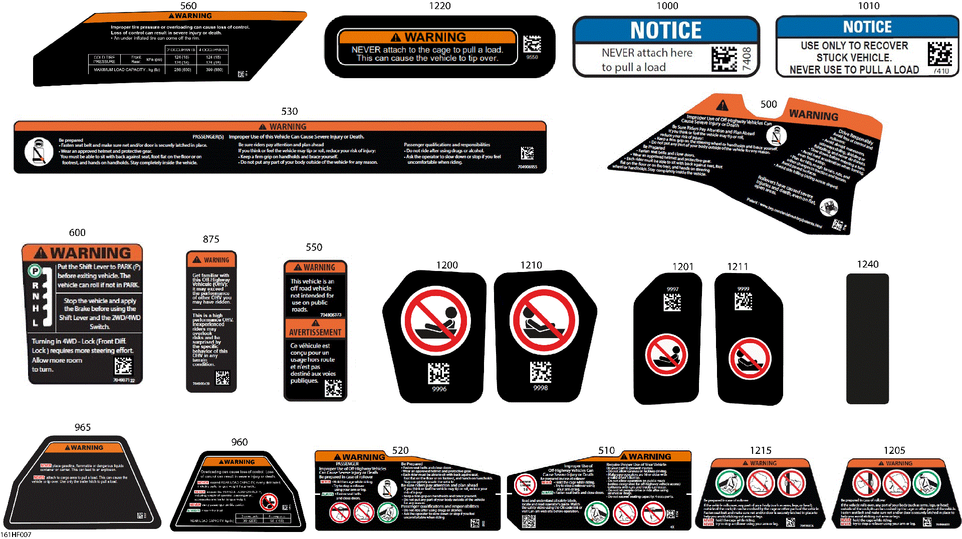 An Image of a Genuine Can-Am Parts Schematic Diagram showing the schematic - BODY - WARNING DECALS