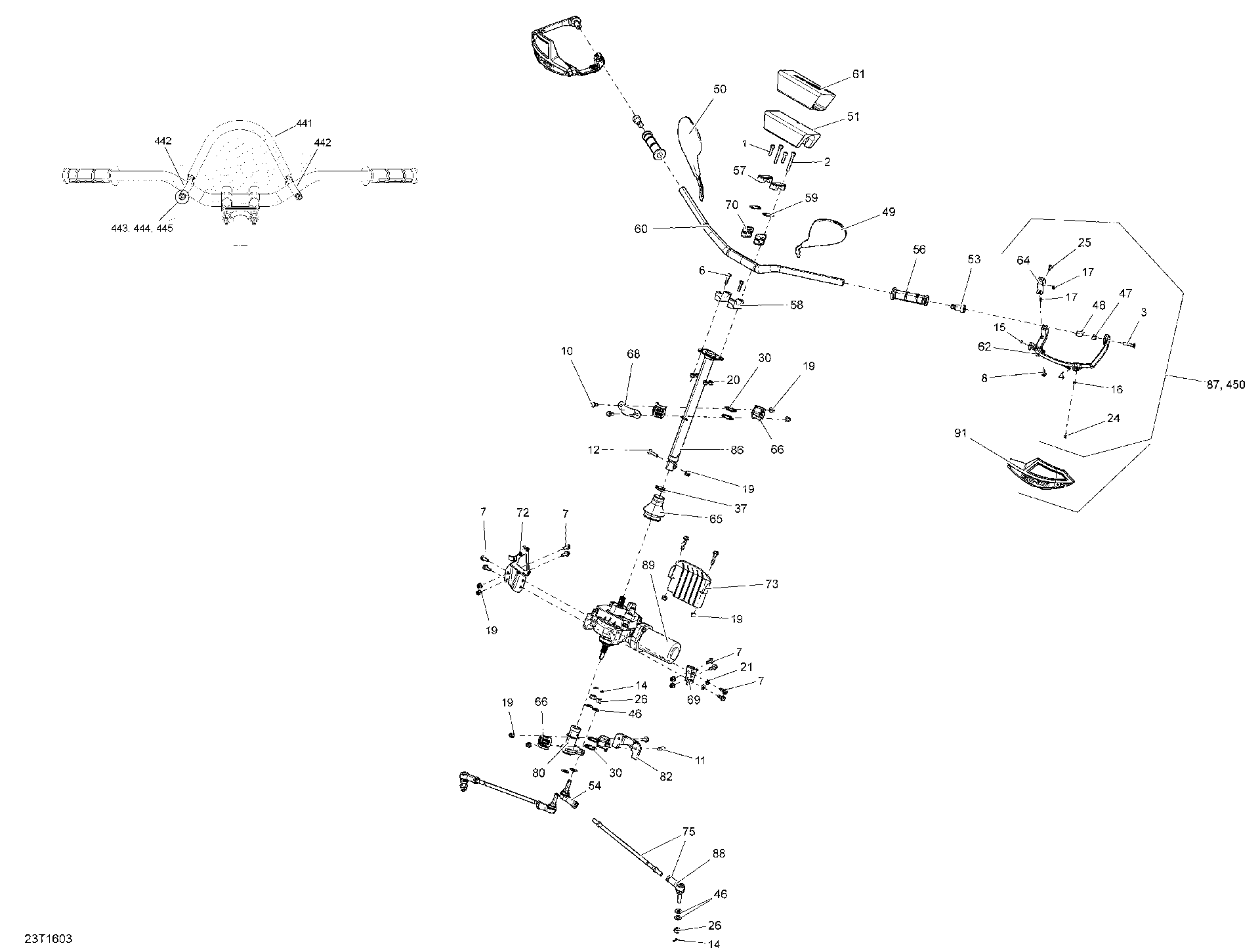 An Image of a Genuine Can-Am Parts Schematic Diagram showing the schematic - STEERING