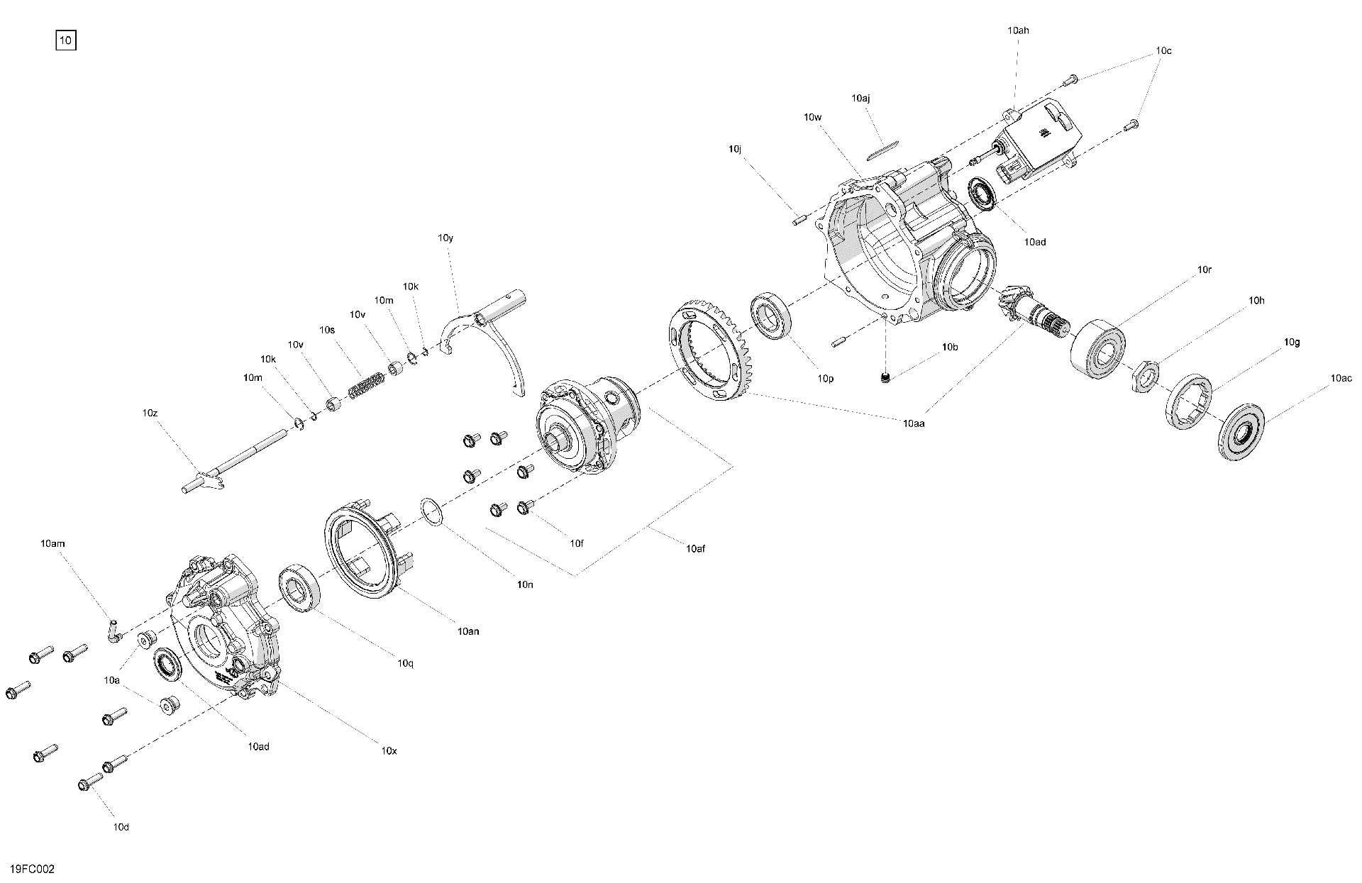 An Image of a Genuine Can-Am Parts Schematic Diagram showing the schematic - DRIVE - FRONT - DIFFERENTIAL PARTS