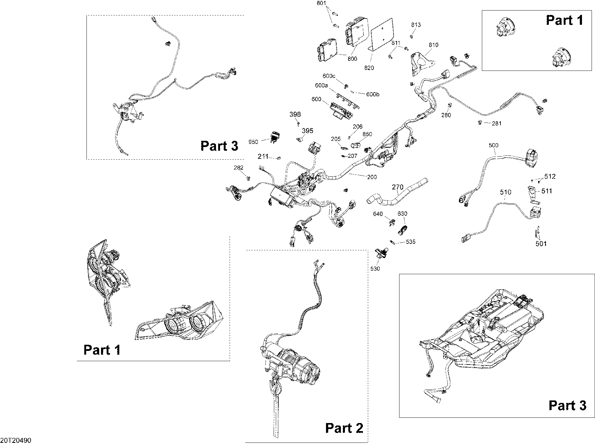 An Image of a Genuine Can-Am Parts Schematic Diagram showing the schematic - ELECTRICAL SYSTEM - MAIN SECTION