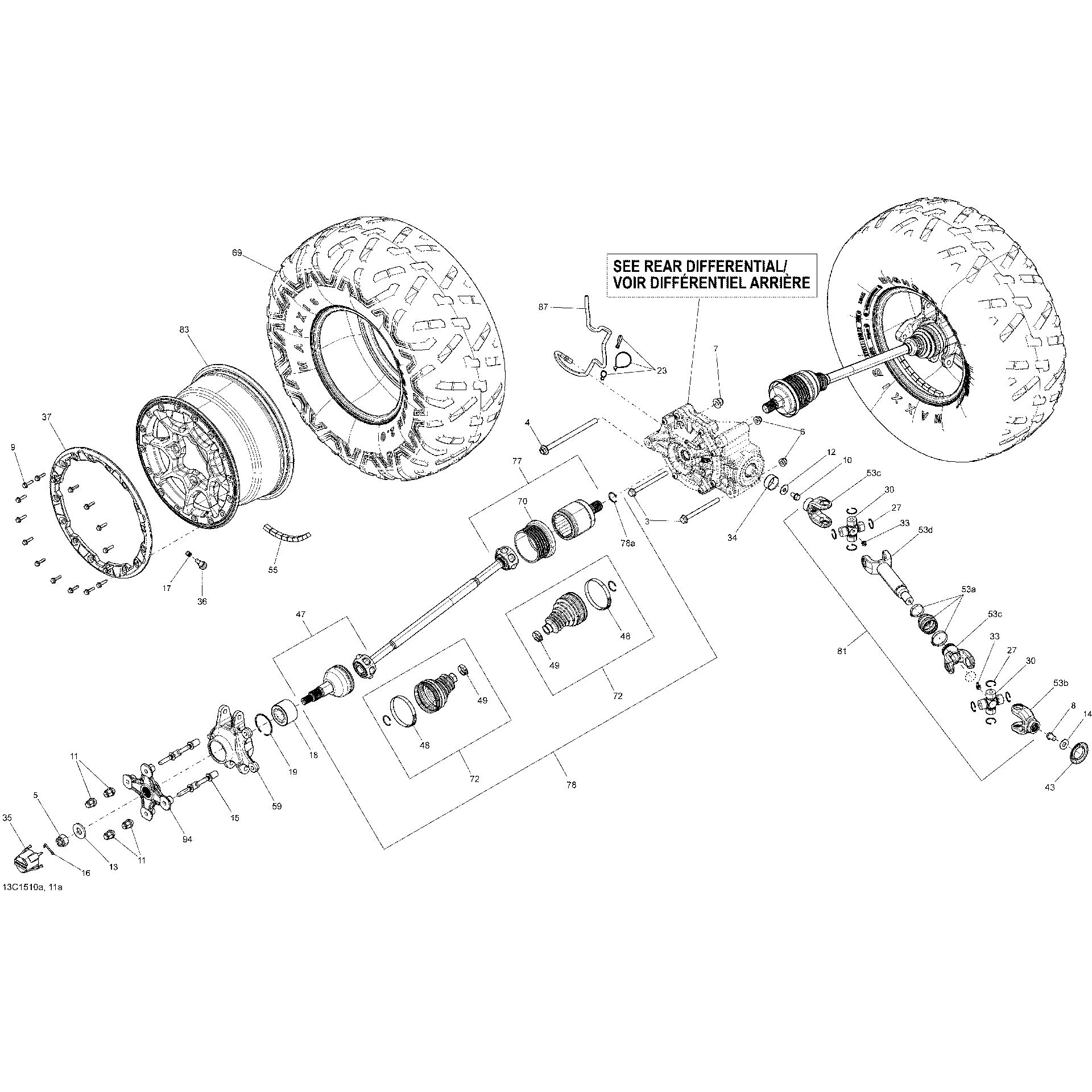 An Image of a Genuine Can-Am Parts Schematic Diagram showing the schematic - DRIVE SYSTEM REAR _13C1510A