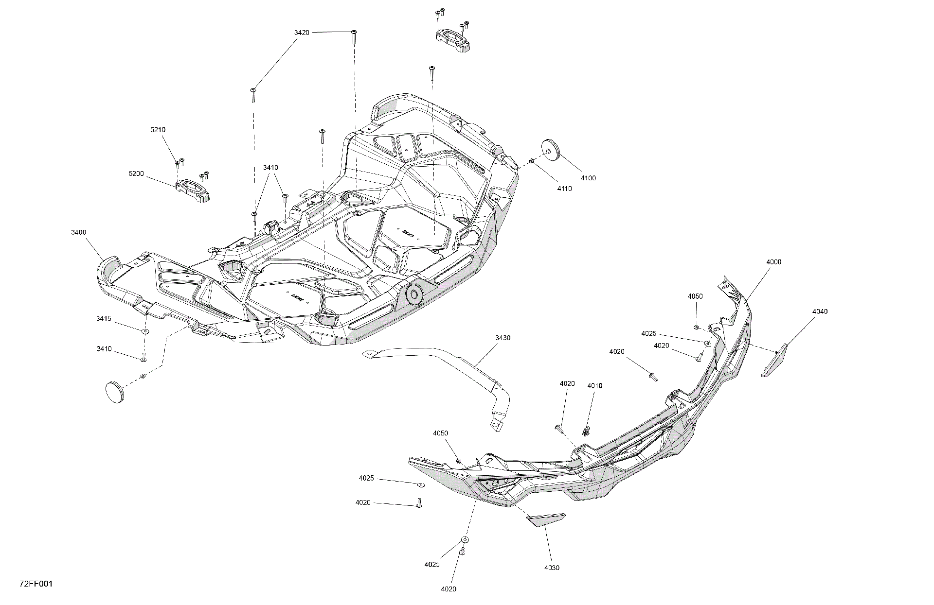 An Image of a Genuine Can-Am Parts Schematic Diagram showing the schematic - BODY - REAR SECTION