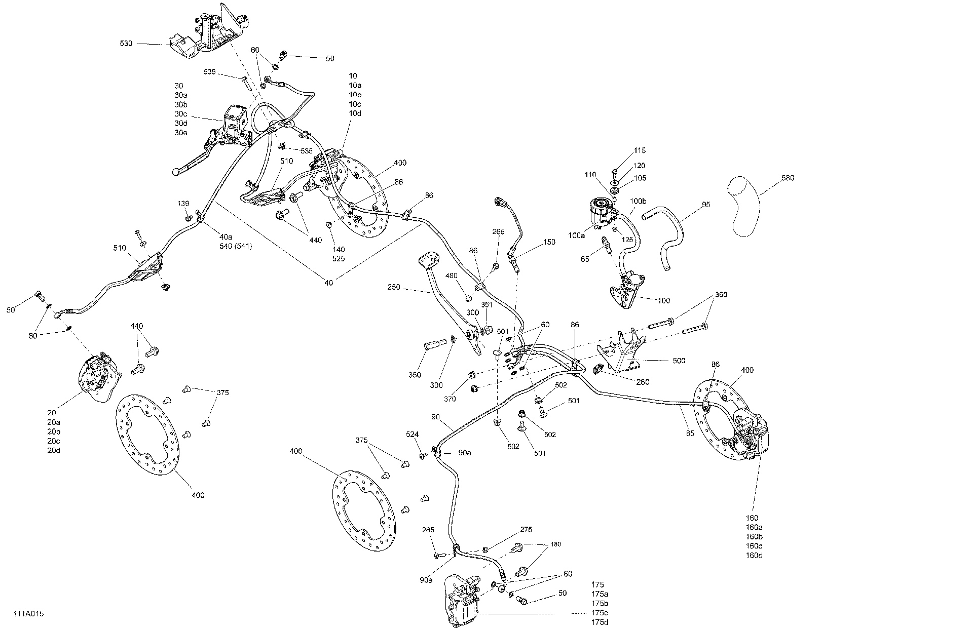 An Image of a Genuine Can-Am Parts Schematic Diagram showing the schematic - MECHANIC - BRAKES
