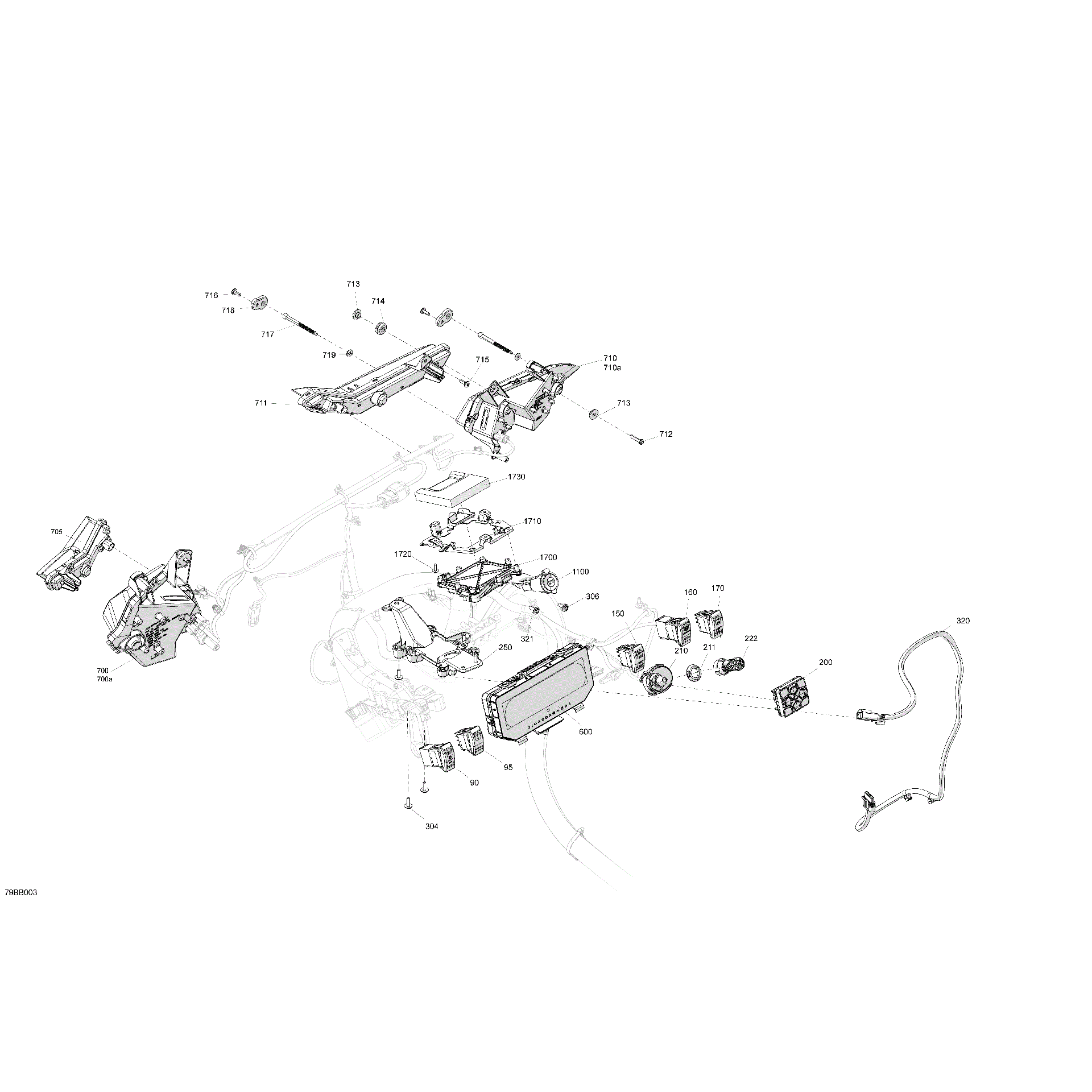An Image of a Genuine Can-Am Parts Schematic Diagram showing the schematic - ELECTRIC - FRONT SECTION