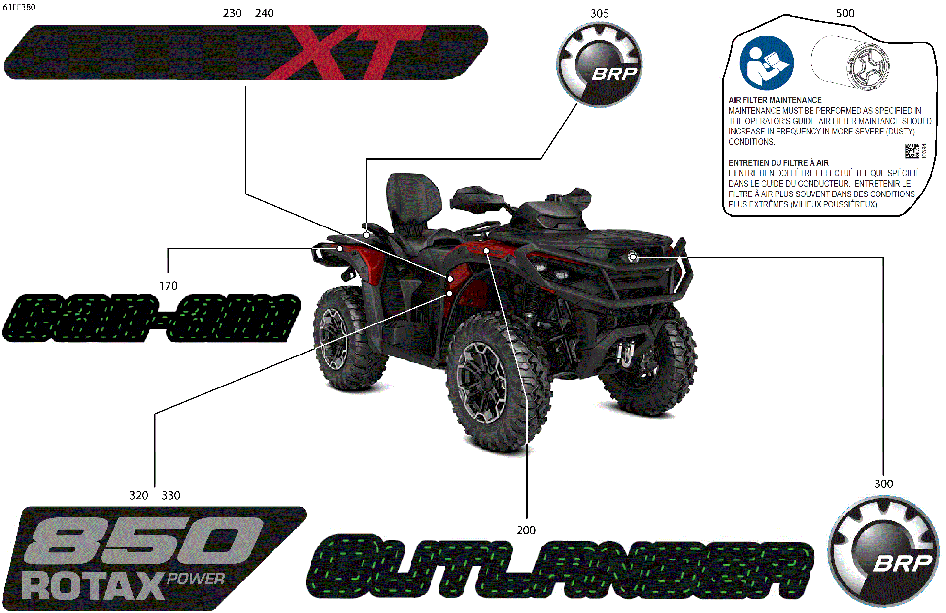 An Image of a Genuine Can-Am Parts Schematic Diagram showing the schematic - BODY - FEATURE DECALS