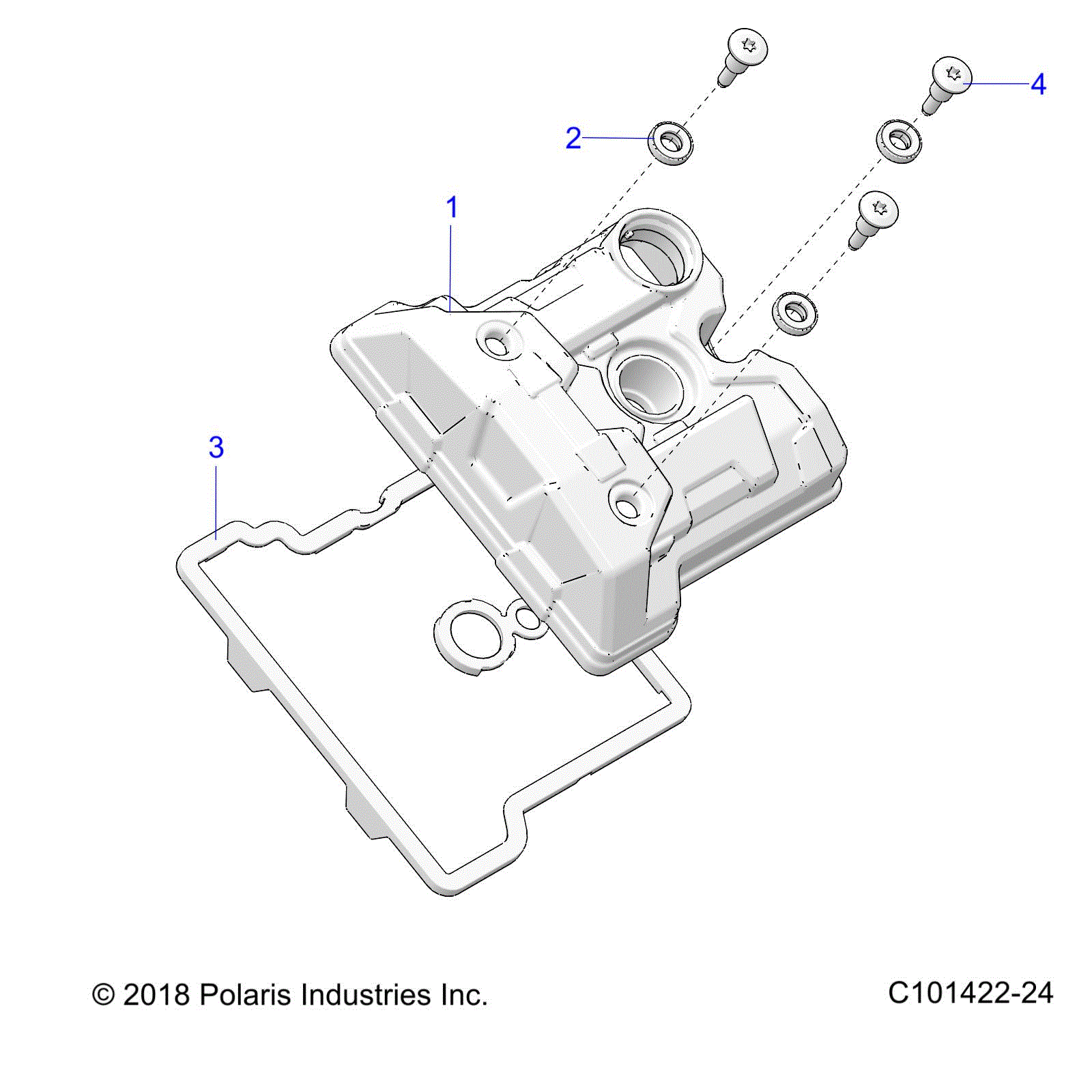 An Image of a Genuine Polaris Parts Schematic Diagram showing the schematic - ENGINE: VALVE COVER - 2022 POLARIS SPORTSMAN TOURING 570 PREMIUM