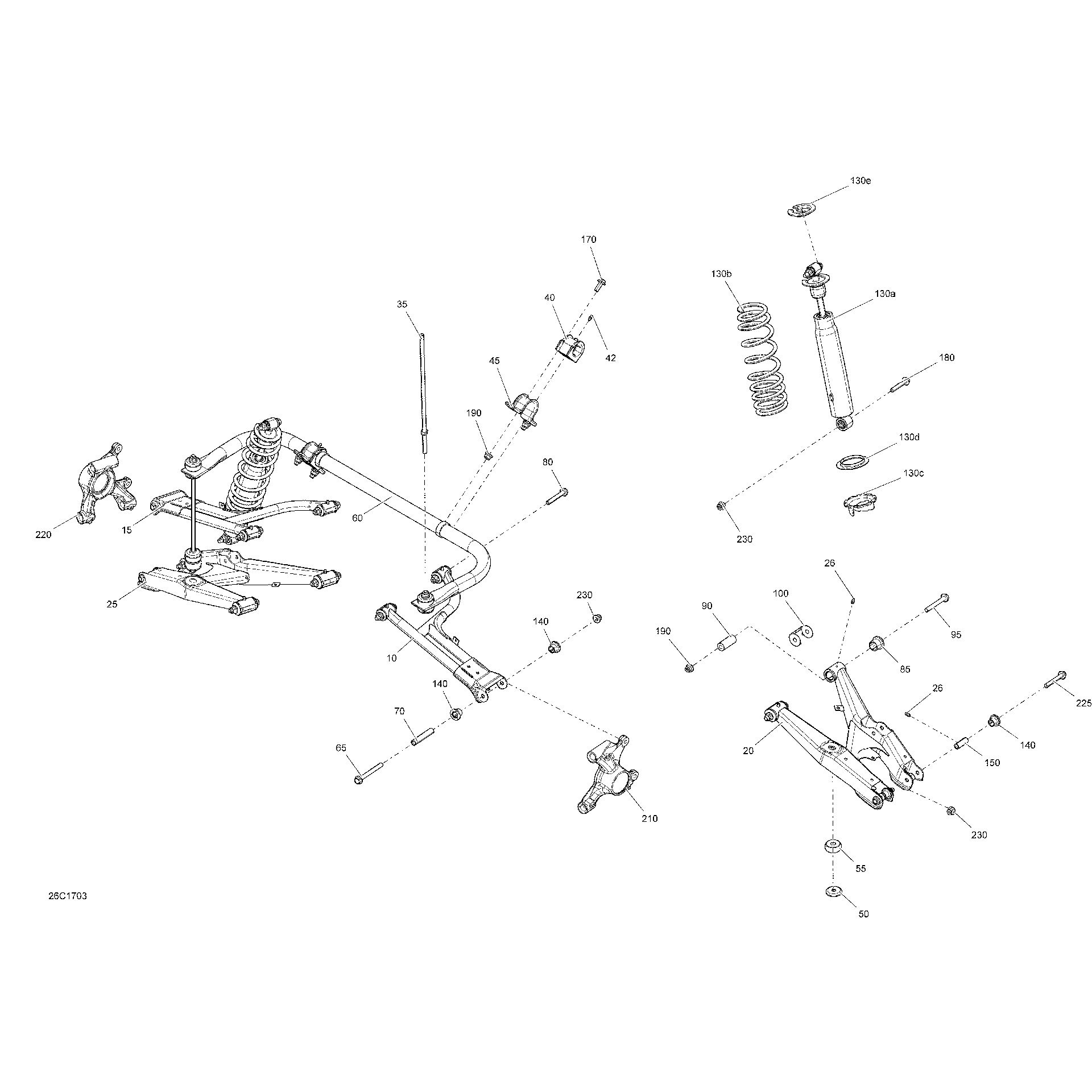 An Image of a Genuine Can-Am Parts Schematic Diagram showing the schematic - REAR SUSPENSION
