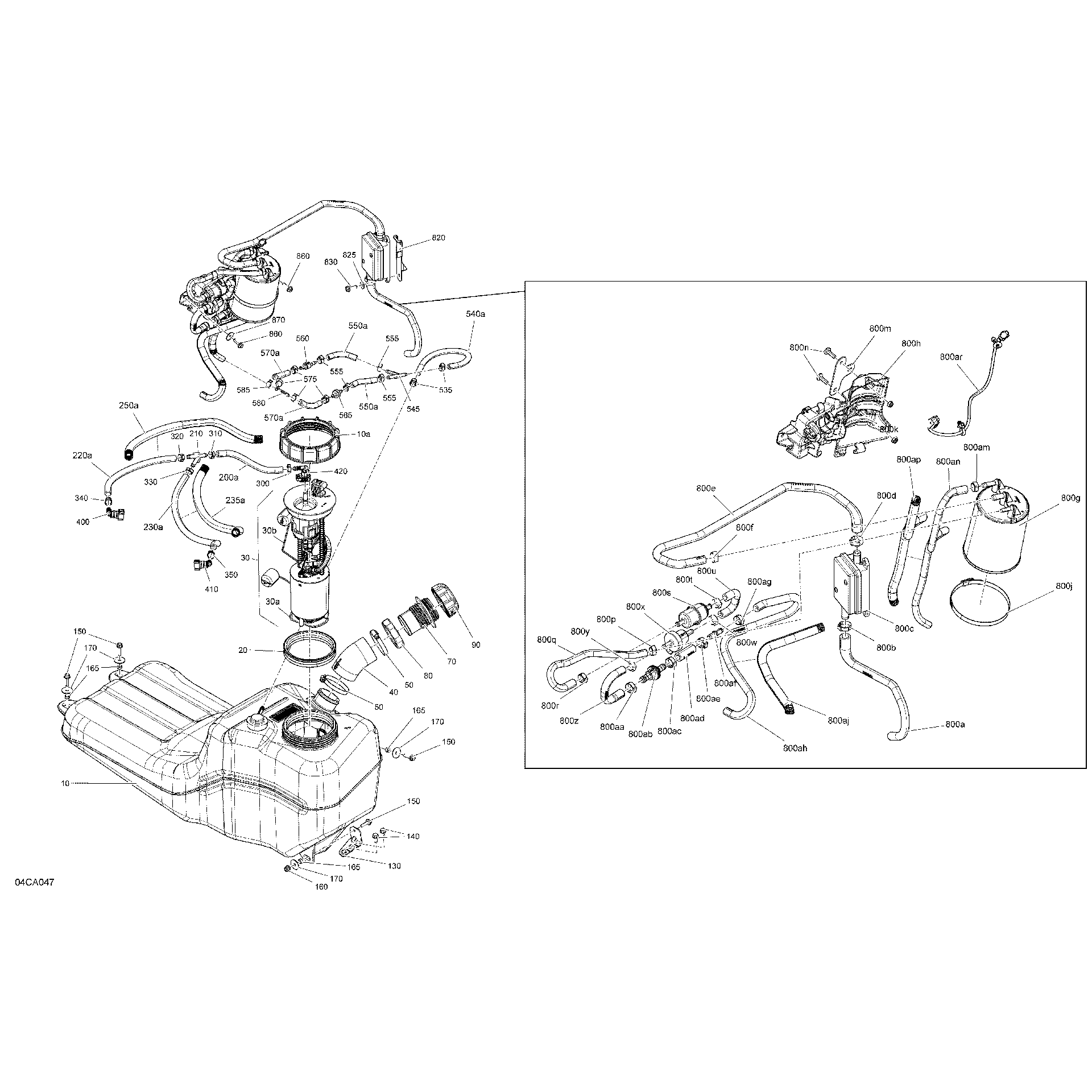 An Image of a Genuine Can-Am Parts Schematic Diagram showing the schematic - ENGINE - FUEL - EVAP SYSTEM