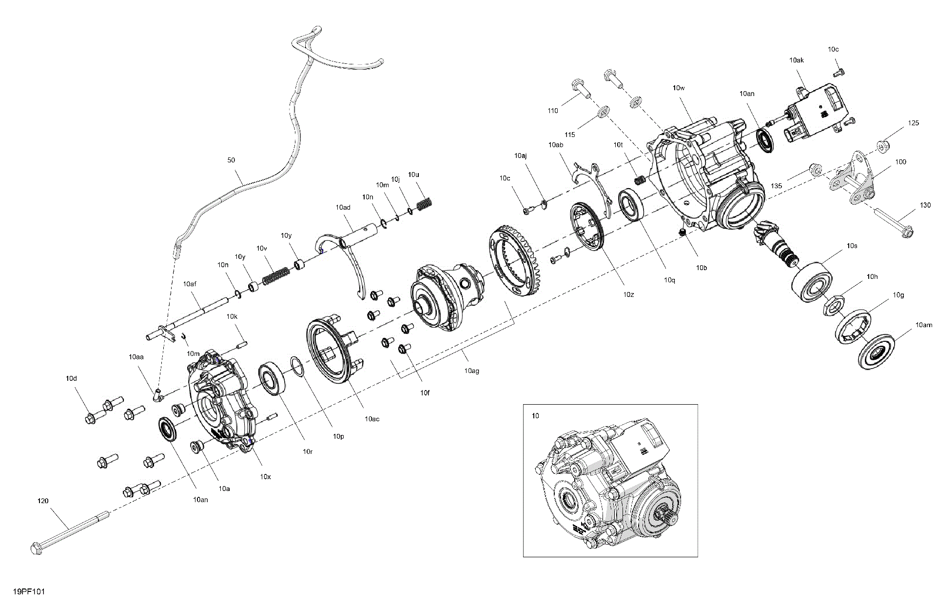 An Image of a Genuine Can-Am Parts Schematic Diagram showing the schematic - DRIVE - FRONT - DIFFERENTIAL PARTS