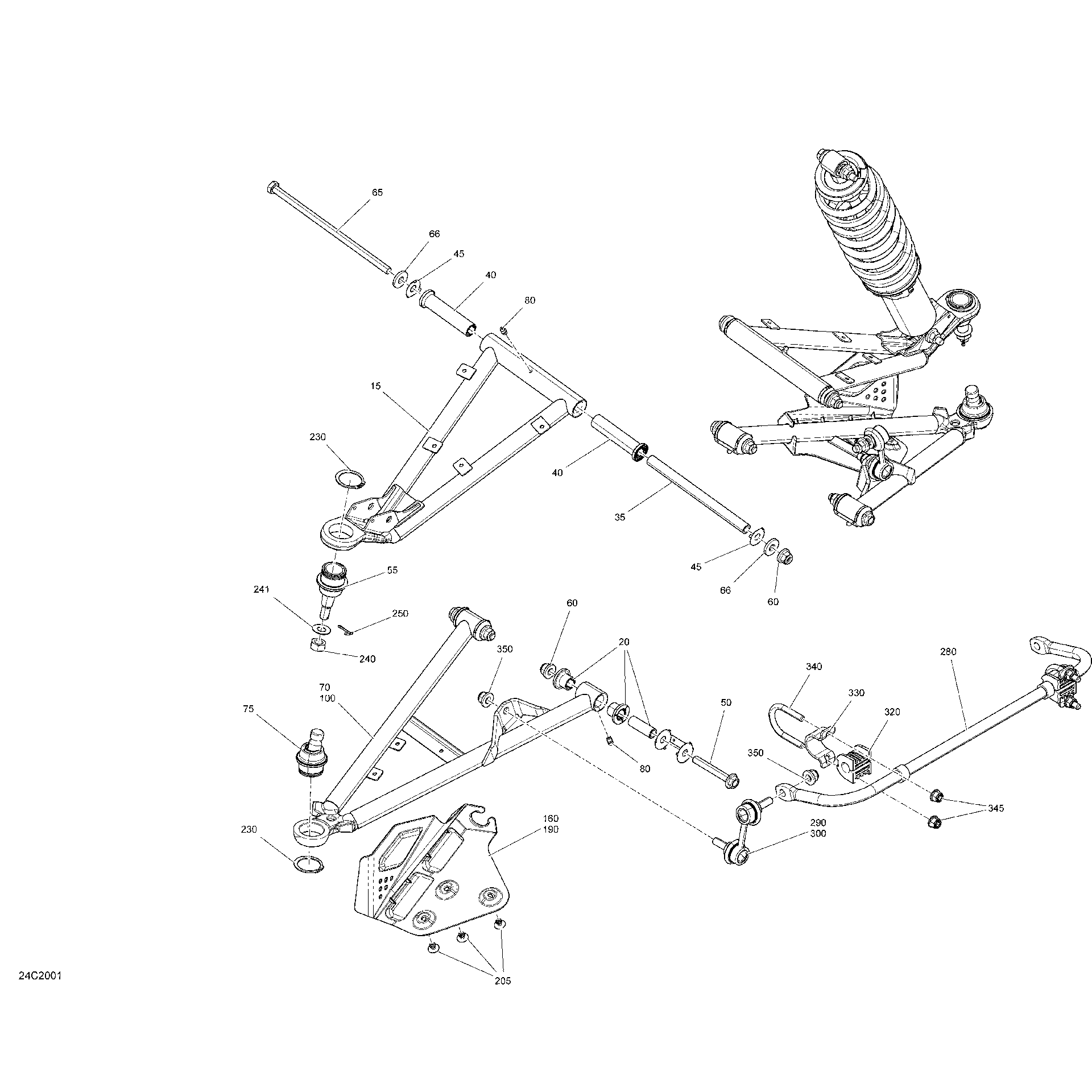 An Image of a Genuine Can-Am Parts Schematic Diagram showing the schematic - FRONT SUSPENSION