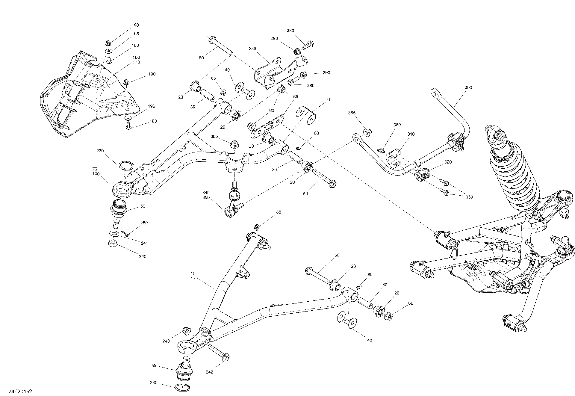 An Image of a Genuine Can-Am Parts Schematic Diagram showing the schematic - FRONT SUSPENSION