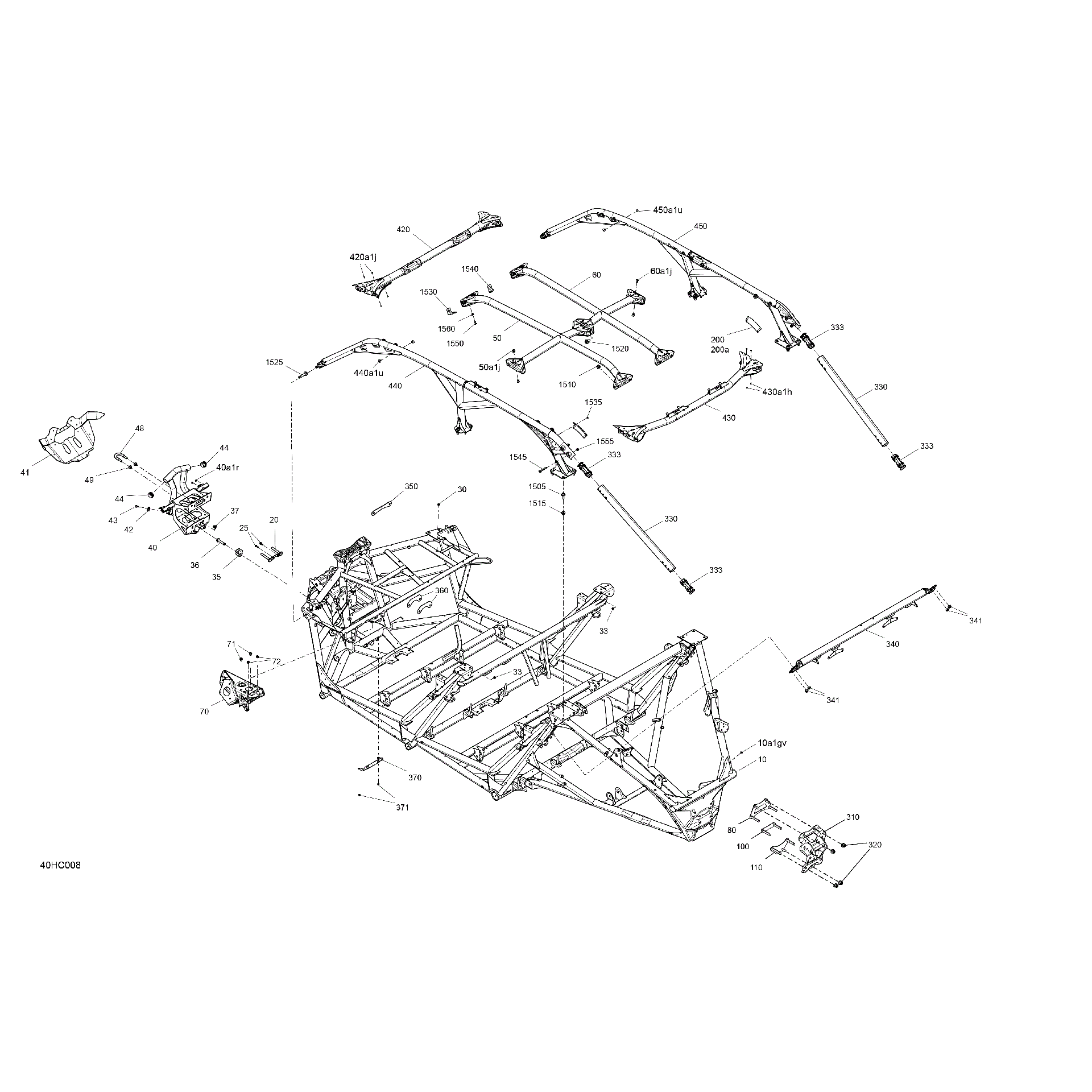 An Image of a Genuine Can-Am Parts Schematic Diagram showing the schematic - FRAME - SYSTEM