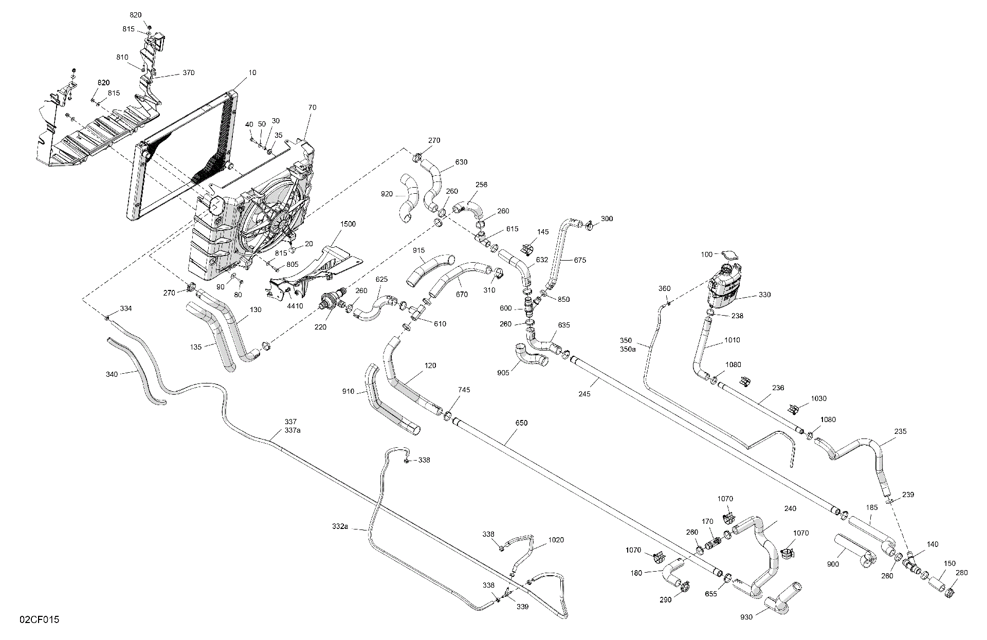 An Image of a Genuine Can-Am Parts Schematic Diagram showing the schematic - ENGINE - COOLING