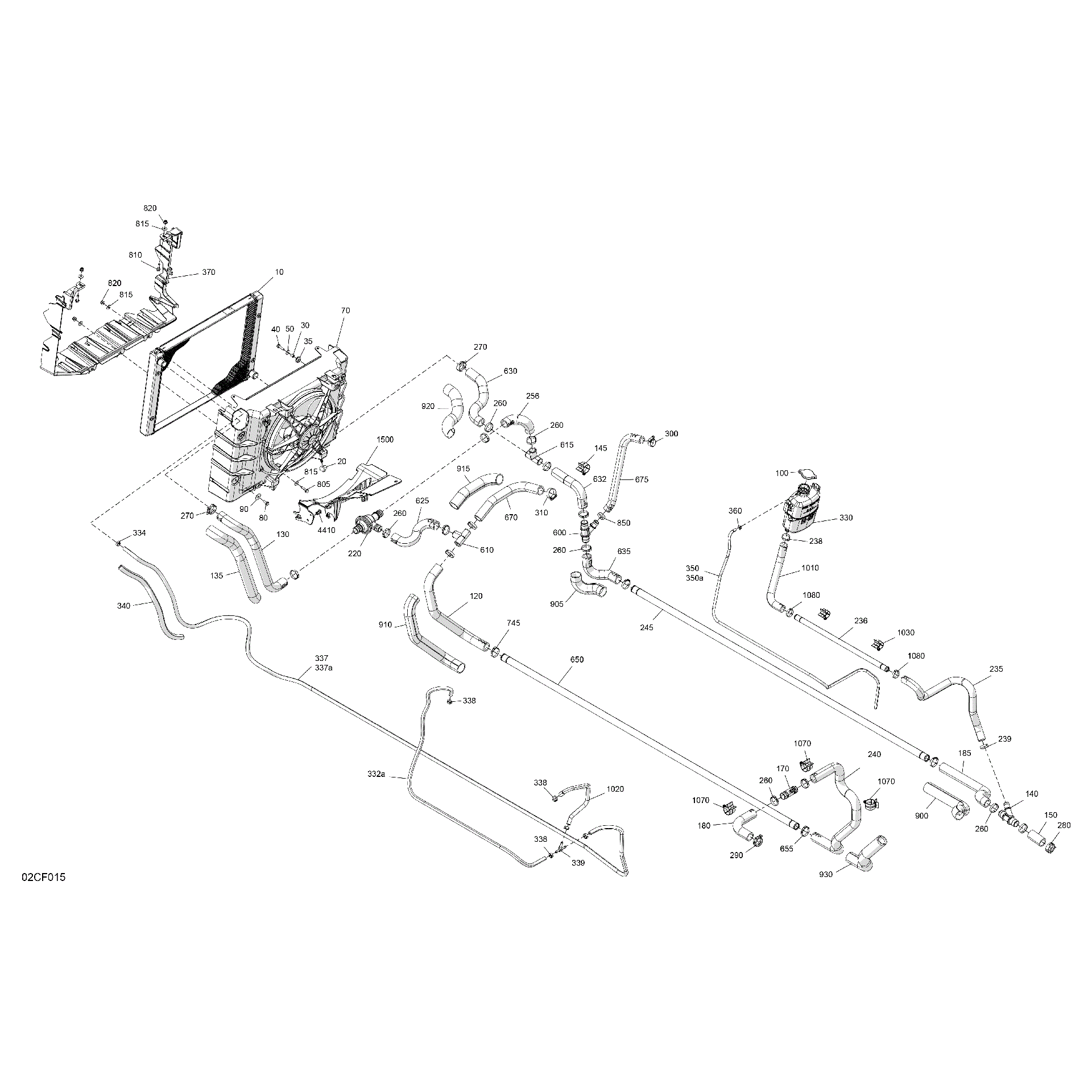 An Image of a Genuine Can-Am Parts Schematic Diagram showing the schematic - ENGINE - COOLING