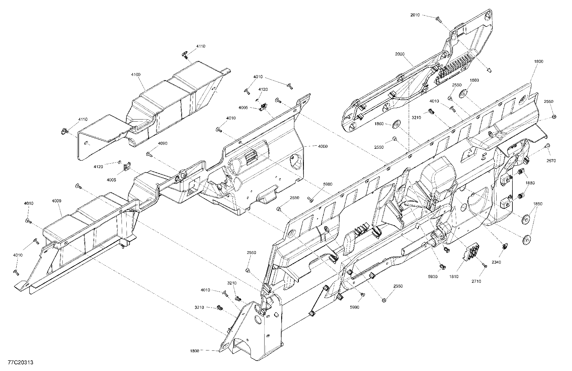 An Image of a Genuine Can-Am Parts Schematic Diagram showing the schematic - CAB INTERIOR - BACK WALL SECTION