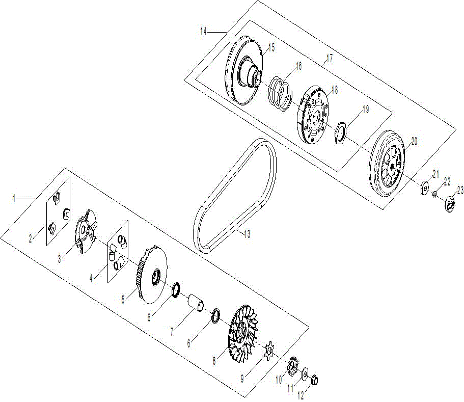 An Image of a Genuine Can-Am Parts Schematic Diagram showing the schematic - ENGINE - DRIVE CLUTCH 70