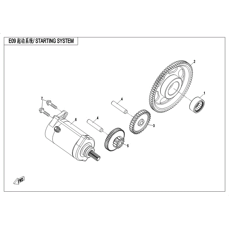 An Image of a Genuine CFMOTO Parts Schematic Diagram showing the schematic - STARTING SYSTEM - 2018 CFMOTO ZFORCE 800 Trail