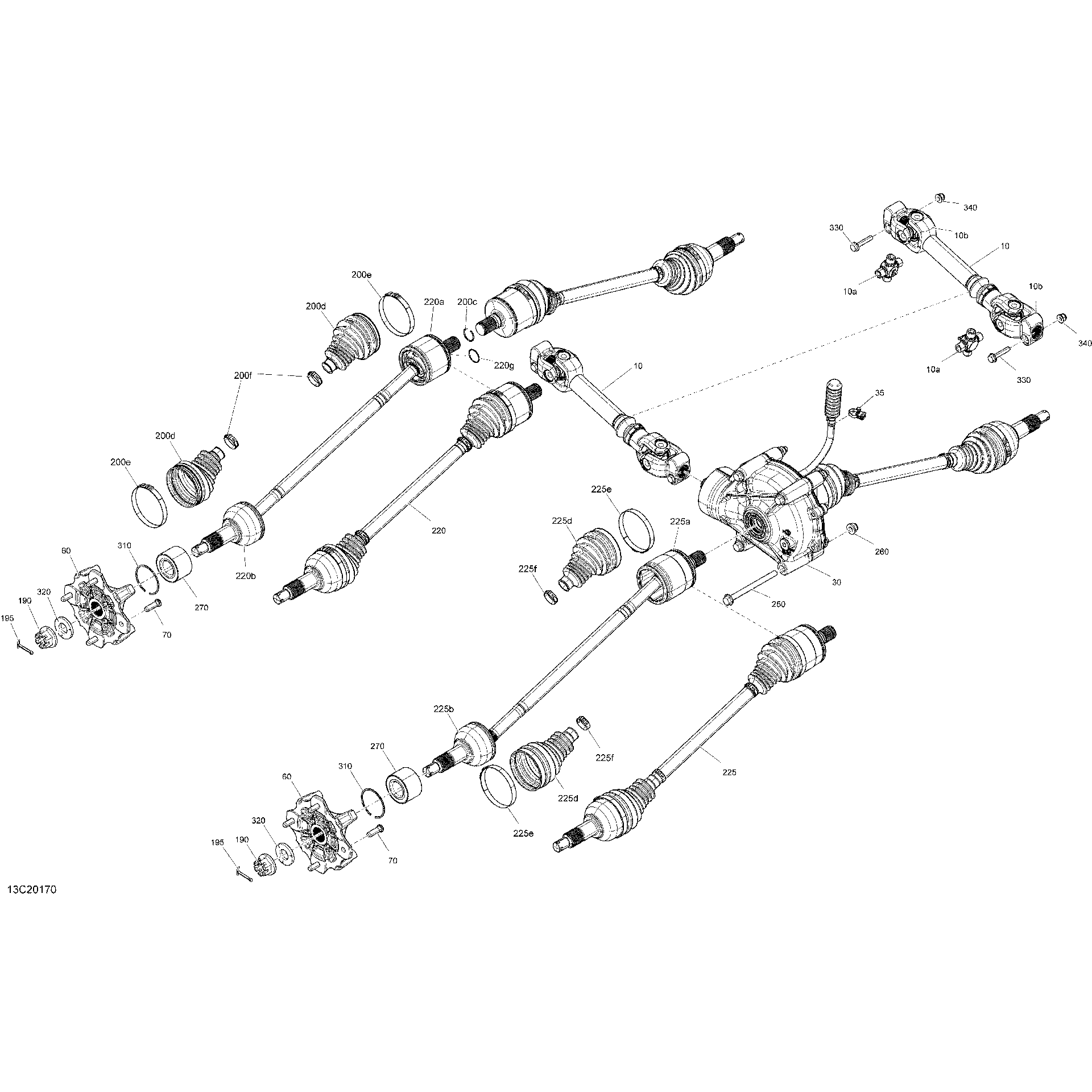 An Image of a Genuine Can-Am Parts Schematic Diagram showing the schematic - REAR DRIVE - COMMON PARTS