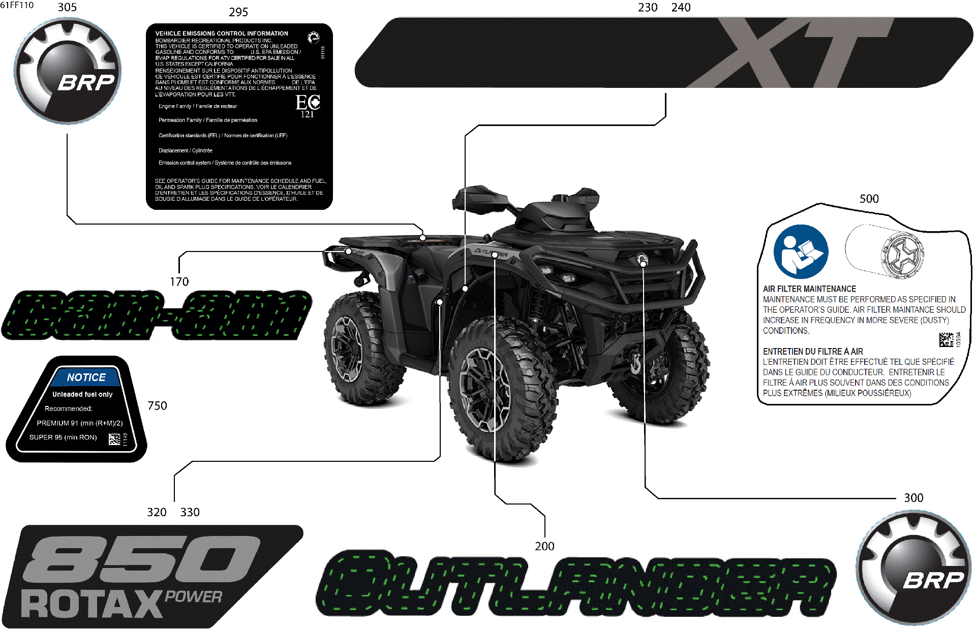 An Image of a Genuine Can-Am Parts Schematic Diagram showing the schematic - BODY - FEATURE DECALS