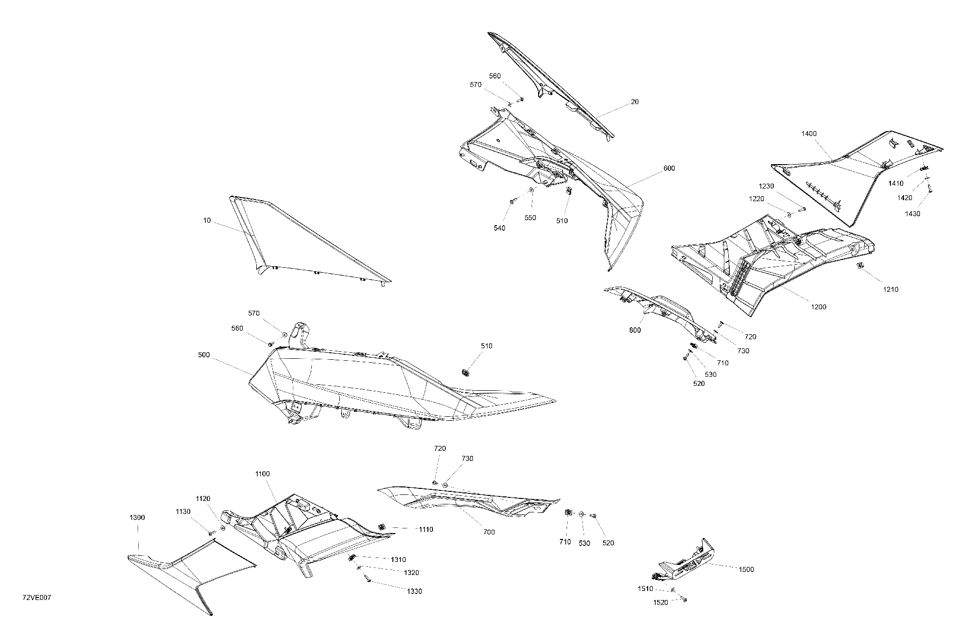 An Image of a Genuine Can-Am Parts Schematic Diagram showing the schematic - BODY - REAR SECTION