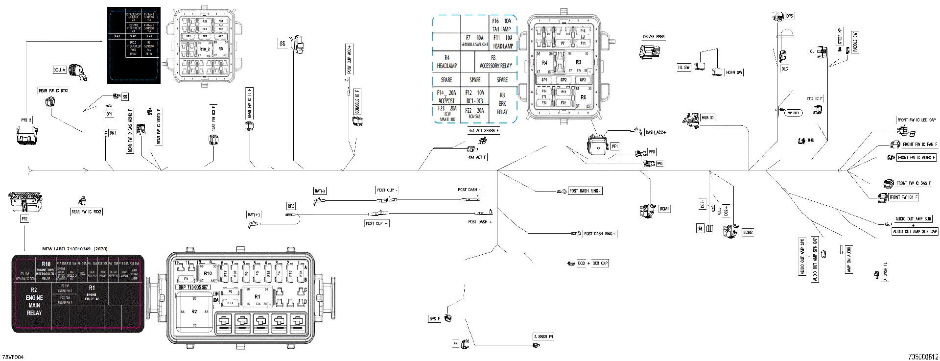 An Image of a Genuine Can-Am Parts Schematic Diagram showing the schematic - ELECTRIC - MAIN HARNESS - 710010716