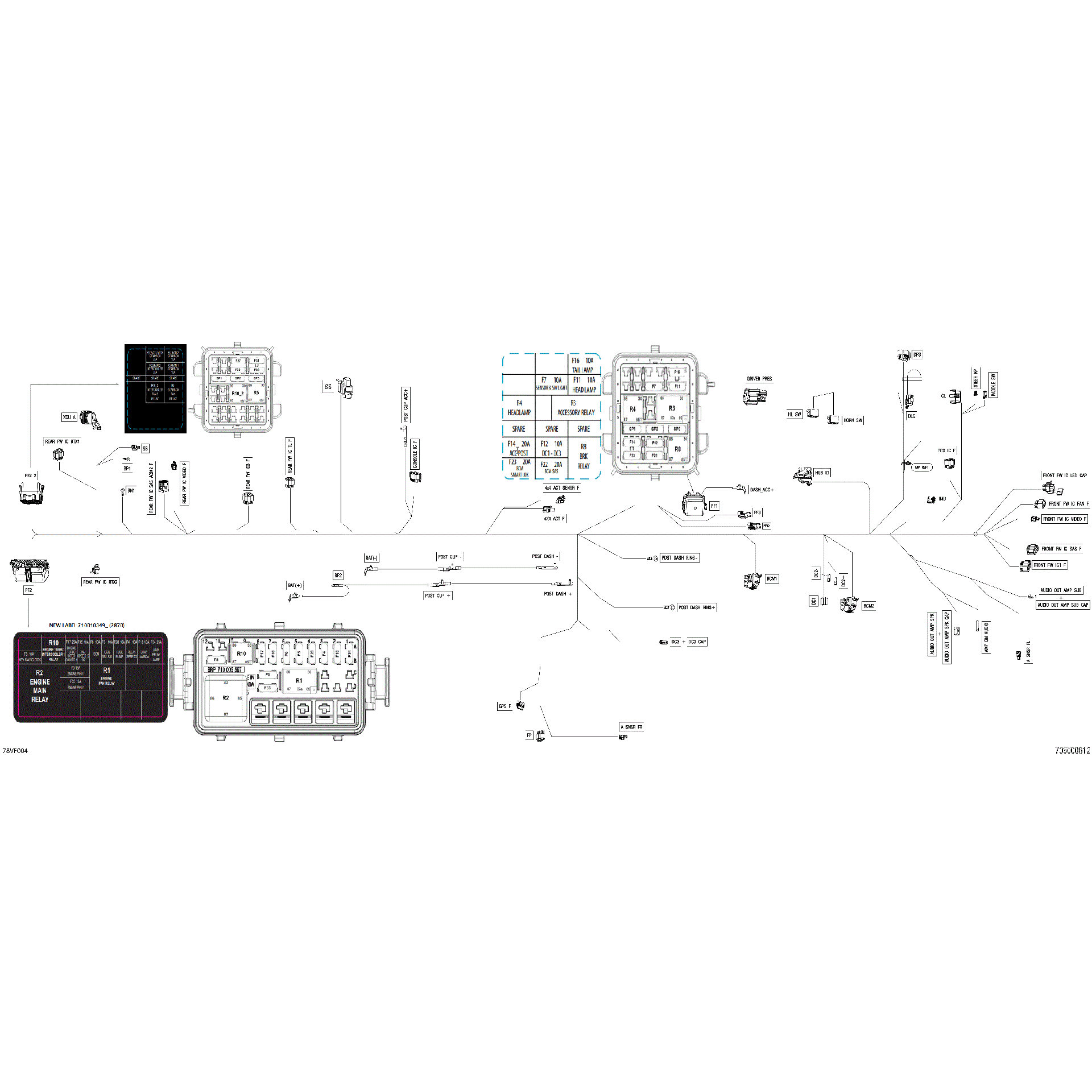An Image of a Genuine Can-Am Parts Schematic Diagram showing the schematic - ELECTRIC - MAIN HARNESS - 710010716