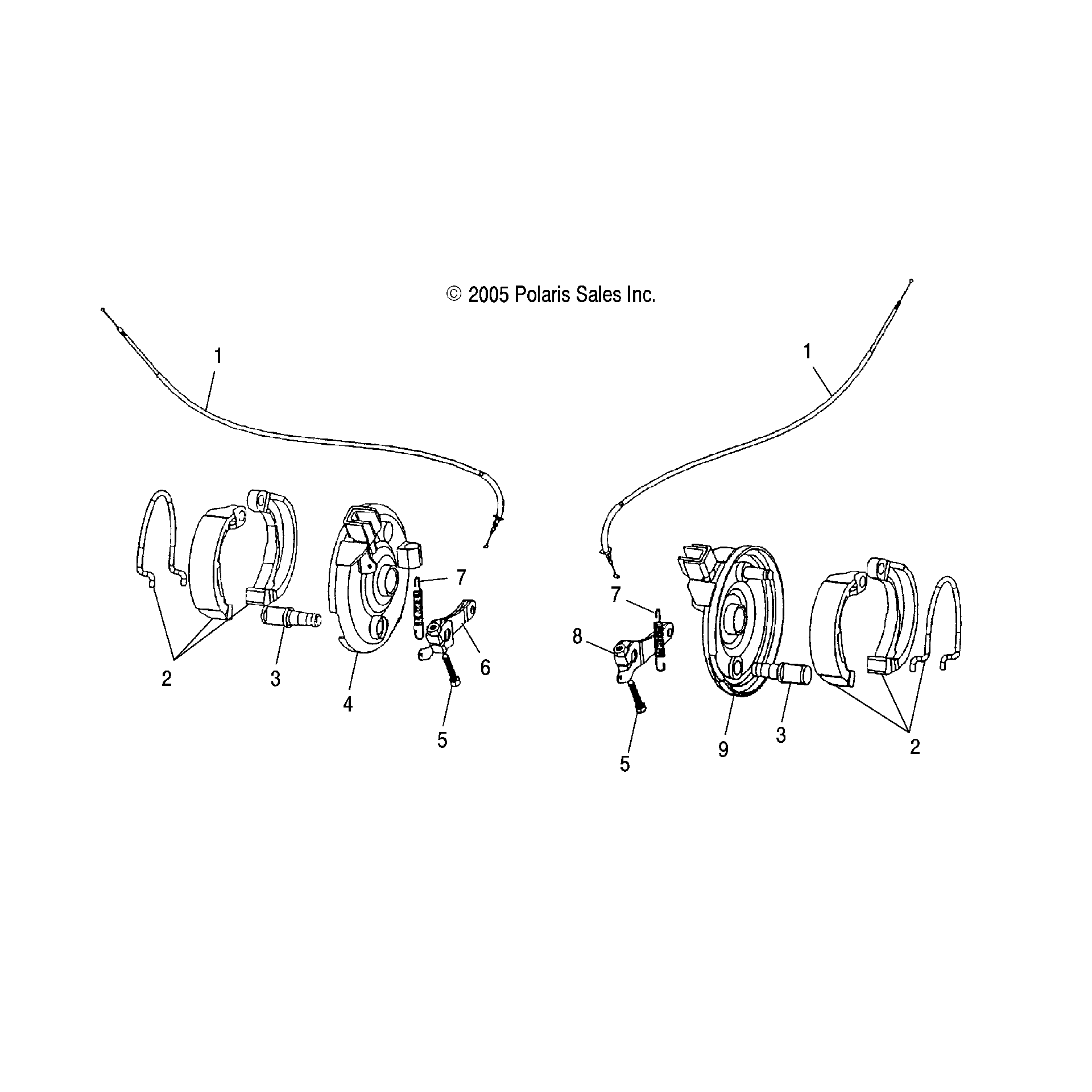 An Image of a Genuine Polaris Parts Schematic Diagram showing the schematic - BRAKES: FRONT - 2016 POLARIS SPORTSMAN 110