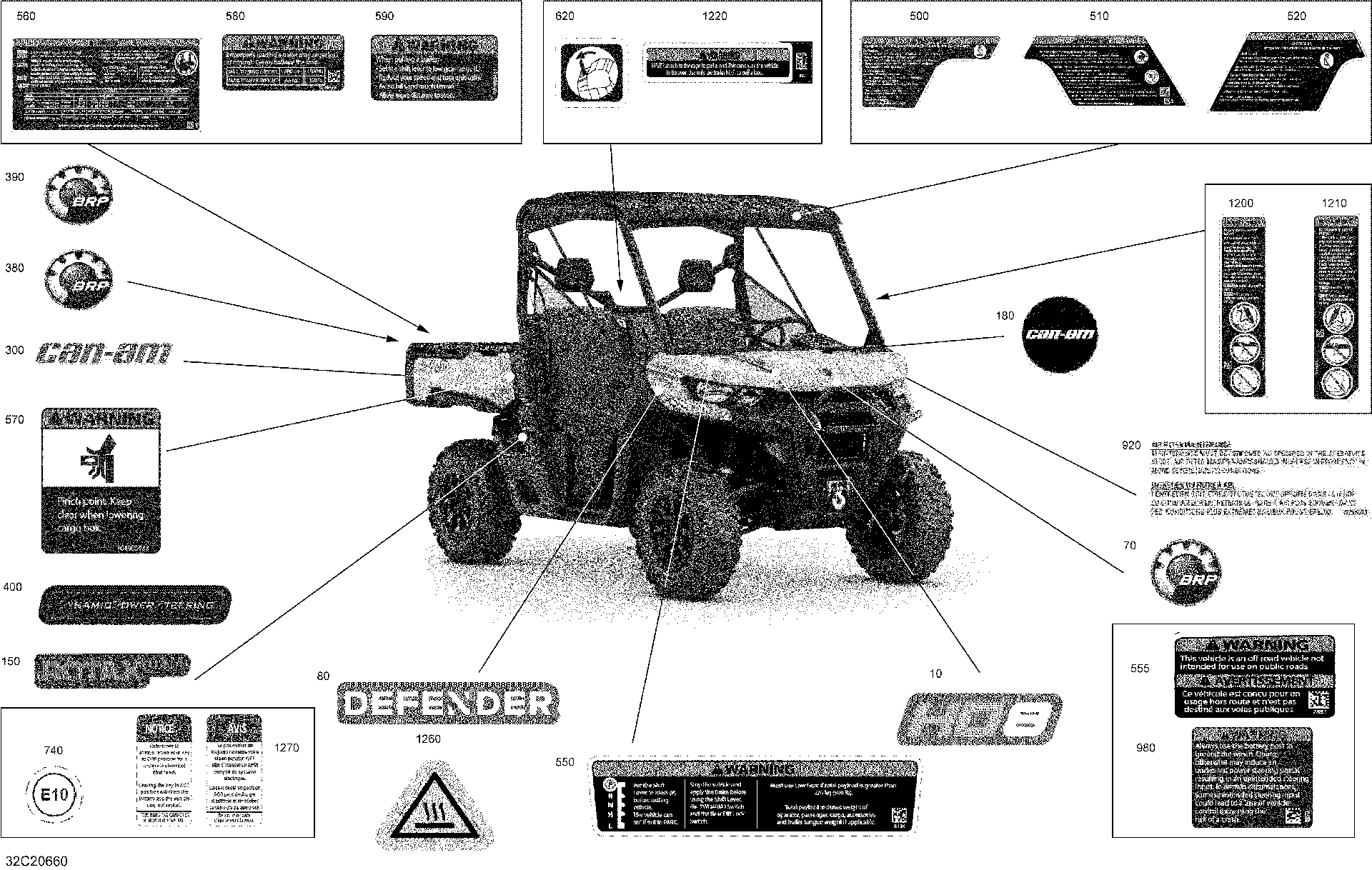 An Image of a Genuine Can-Am Parts Schematic Diagram showing the schematic - DECALS - XT
