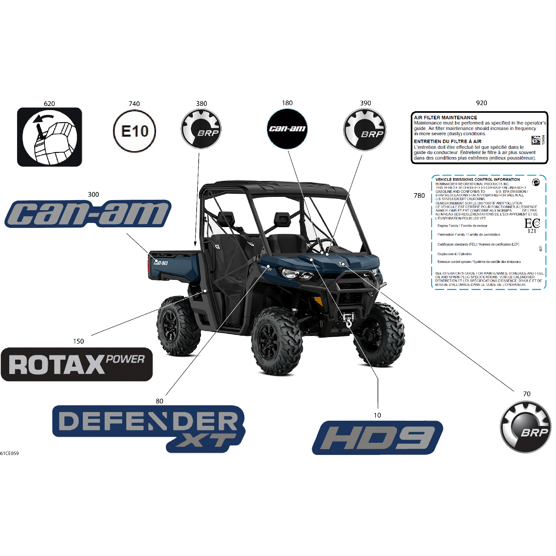 An Image of a Genuine Can-Am Parts Schematic Diagram showing the schematic - BODY - DECALS