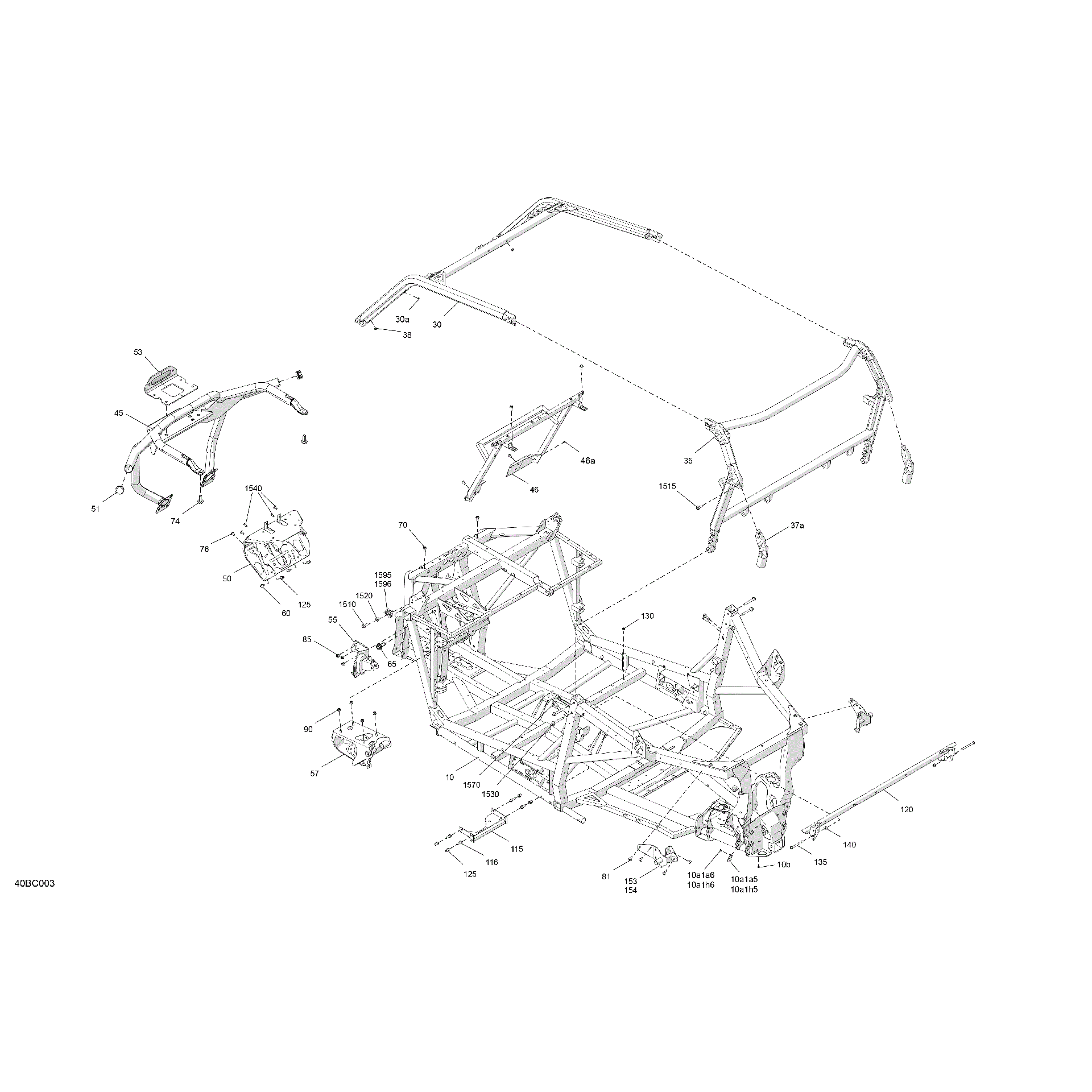 An Image of a Genuine Can-Am Parts Schematic Diagram showing the schematic - FRAME - SYSTEM