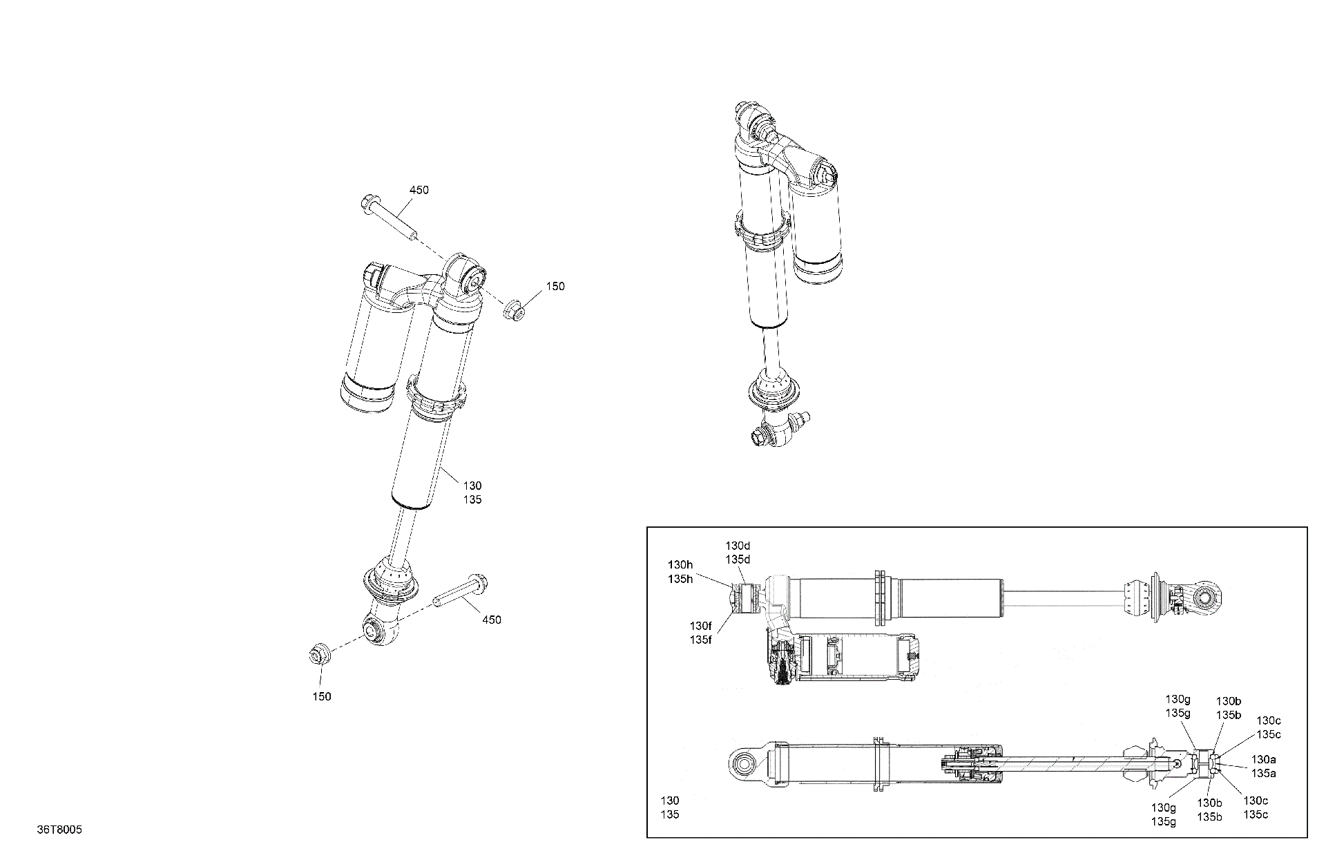 An Image of a Genuine Can-Am Parts Schematic Diagram showing the schematic - SUSPENSION - REAR SHOCKS