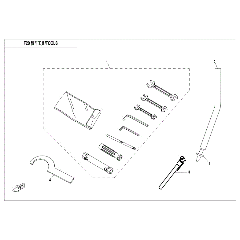 An Image of a Genuine CFMOTO Parts Schematic Diagram showing the schematic - TOOLS - 2018 CFMOTO UFORCE 800