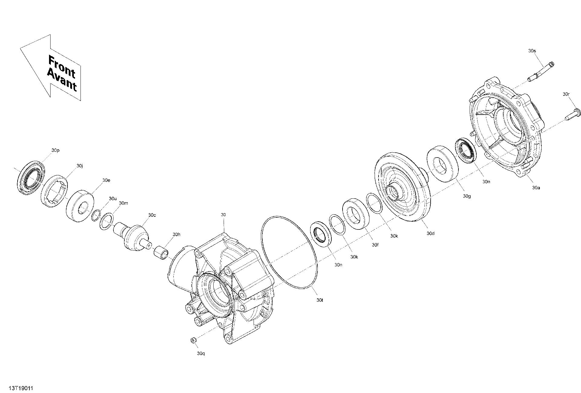 An Image of a Genuine Can-Am Parts Schematic Diagram showing the schematic - REAR DRIVE - DIFFERENTIAL