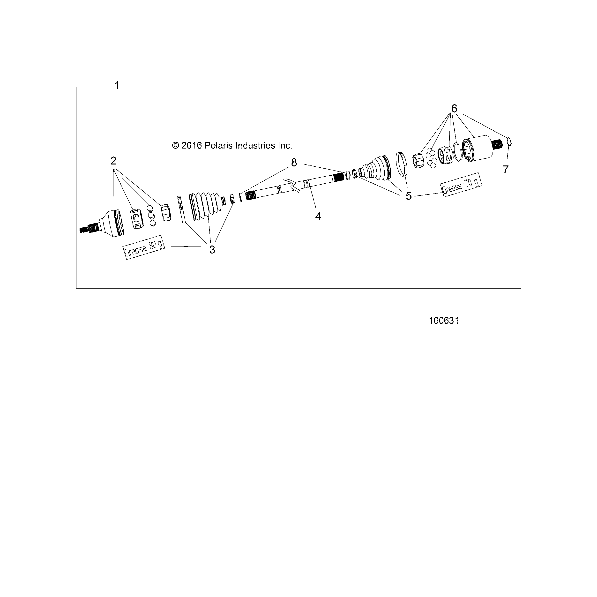 An Image of a Genuine Polaris Parts Schematic Diagram showing the schematic - DRIVE TRAIN: REAR DRIVE SHAFT - 2019 POLARIS SPORTSMAN TOURING 570 SP