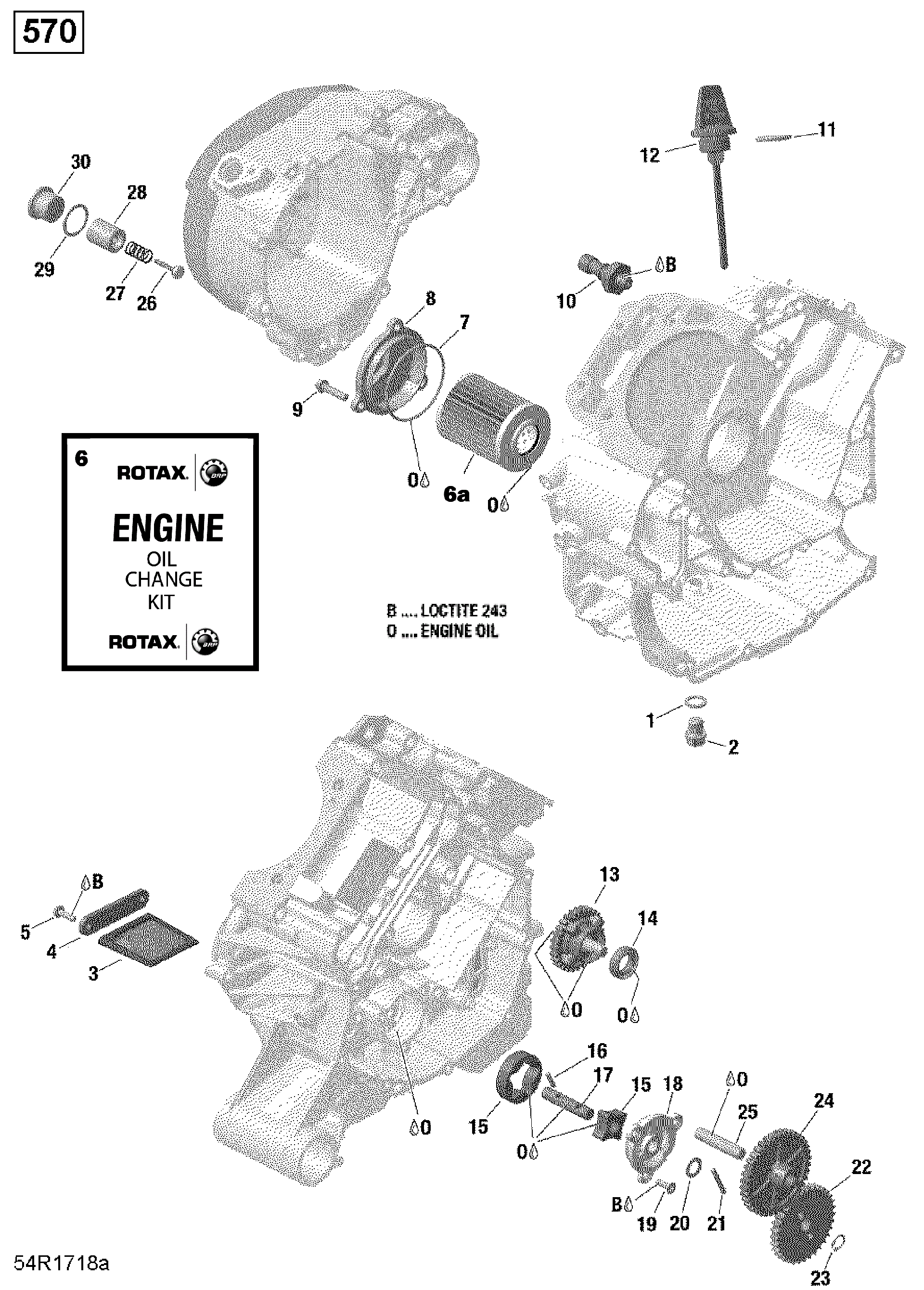 An Image of a Genuine Can-Am Parts Schematic Diagram showing the schematic - ROTAX - ENGINE LUBRICATION - 570 EFI