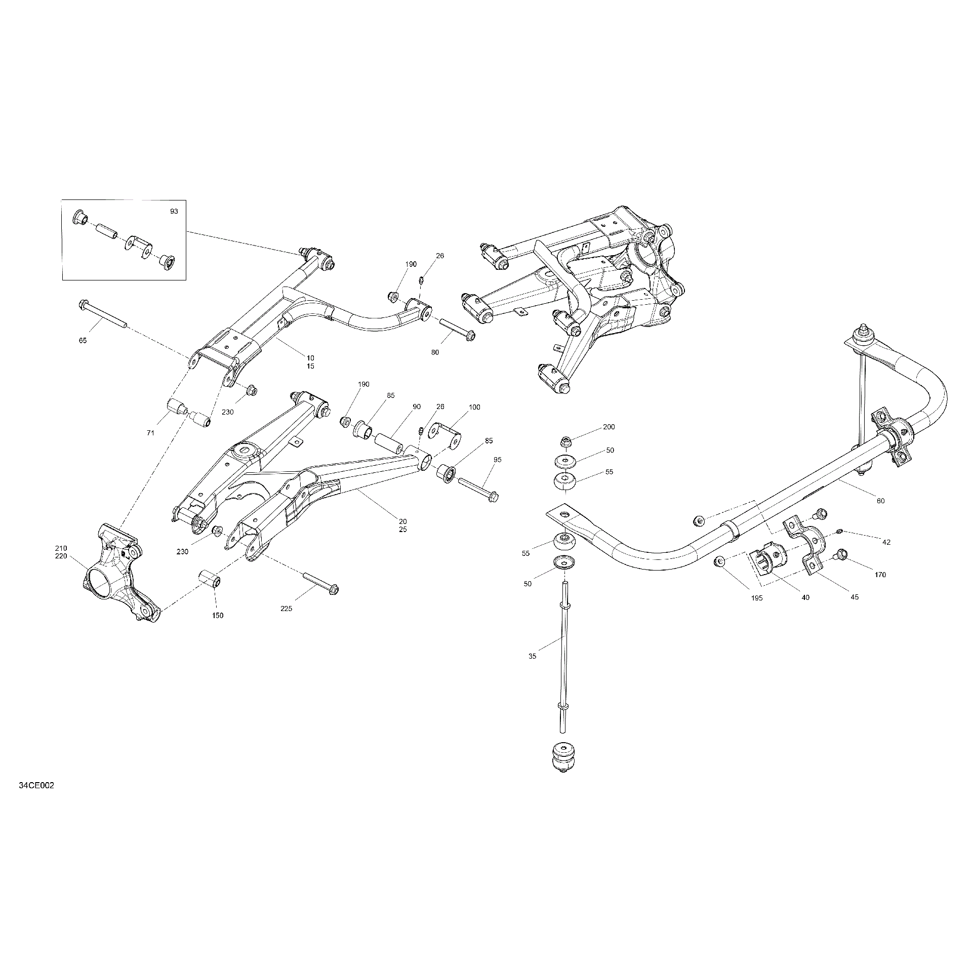 An Image of a Genuine Can-Am Parts Schematic Diagram showing the schematic - SUSPENSION - REAR COMPONENTS